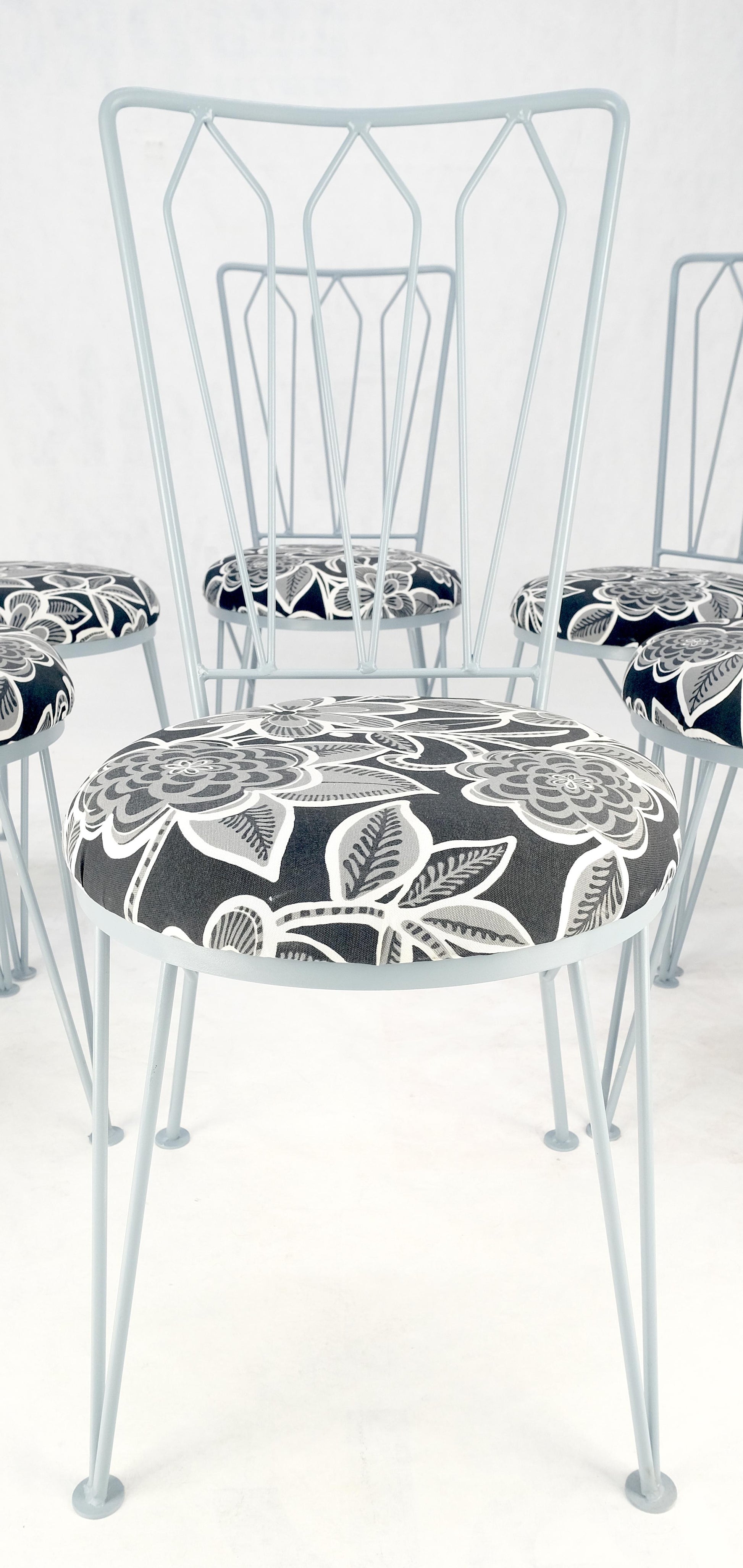 EstablishedLines Set 6 Redone Woodard Mid Century Modern Steel Dining Chairs New Upholstery MINT