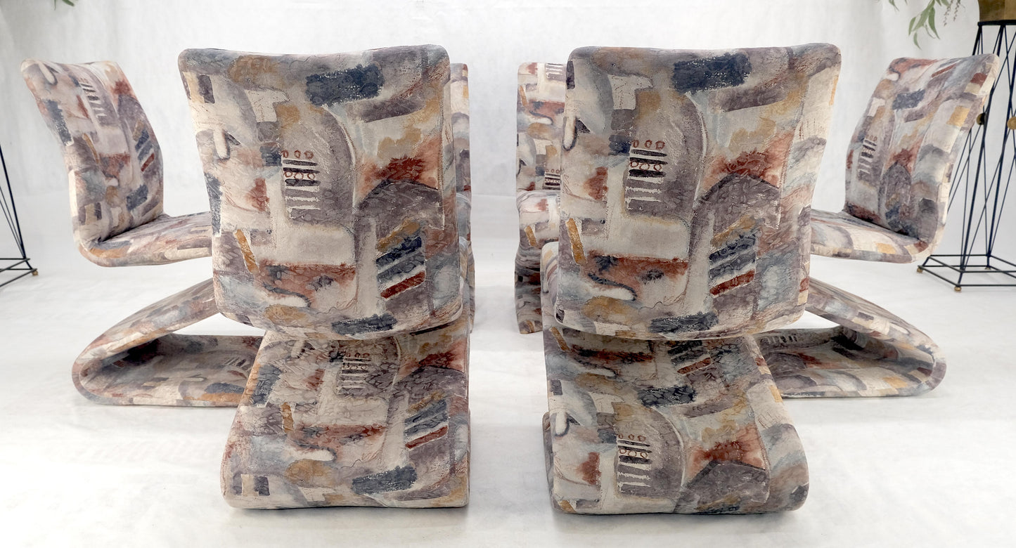 EstablishedLines Set of 6 S Shape Curved Abstract Upholstery Baughman Style Dining Chairs MINT