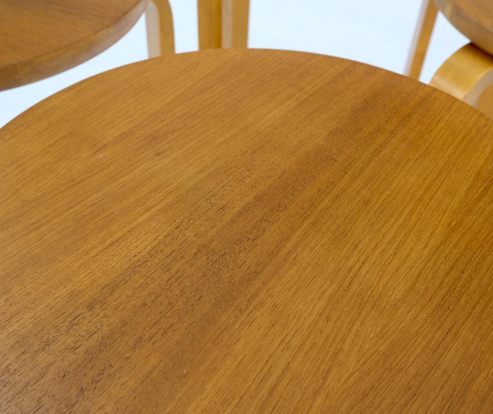 EstablishedLines Set of 4 Alvar Aalto Round Birch Bent Leg Nesting Tables c.1950s Made in Sweden