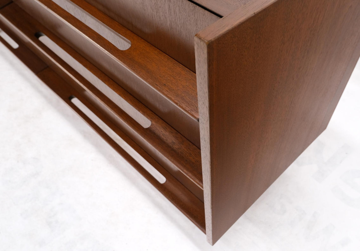 EstablishedLines Edmund Spence Attributed Large 6 Drawers Walnut Dresser W/ Gallery Top Cone Legs