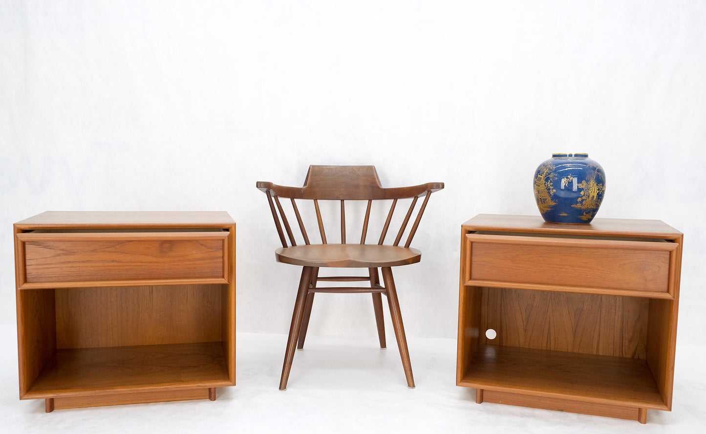 EstablishedLines Pair of Mid Century Danish Modern Teak One Drawer Nightstands End Tables MINT!
