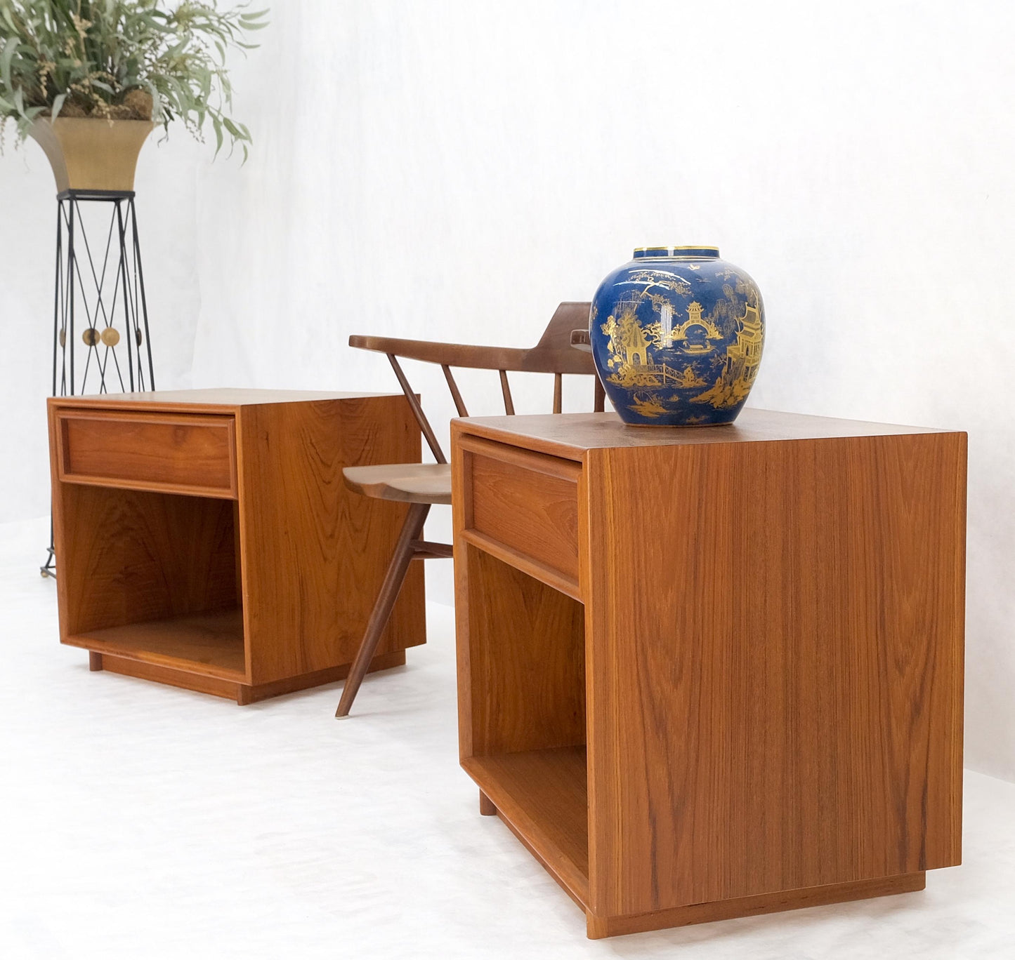 EstablishedLines Pair of Mid Century Danish Modern Teak One Drawer Nightstands End Tables MINT!