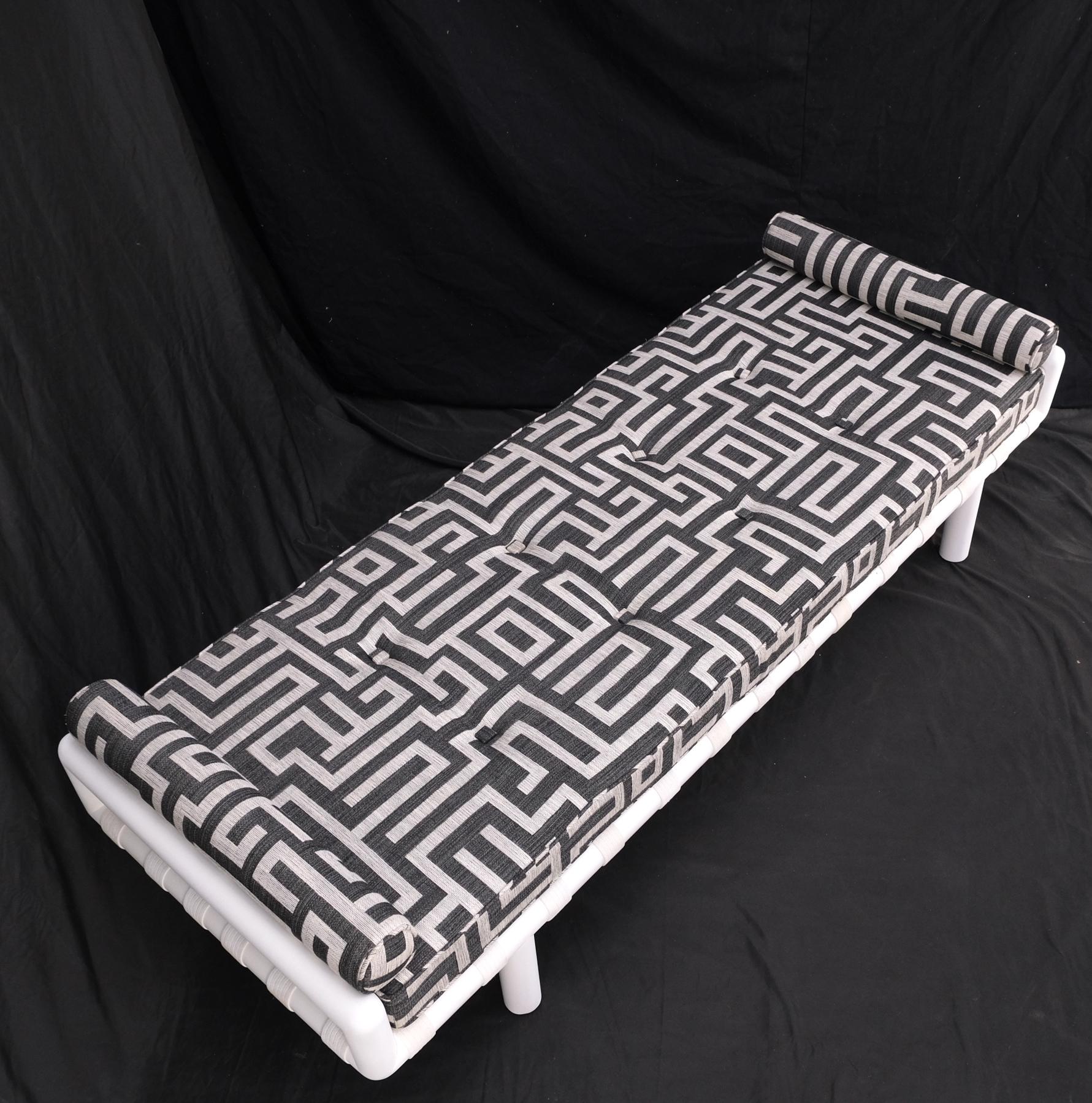 EstablishedLines T.H. Robsjohn-Gibbings White Lacquered Walnut Daybed New Abstract Upholstery