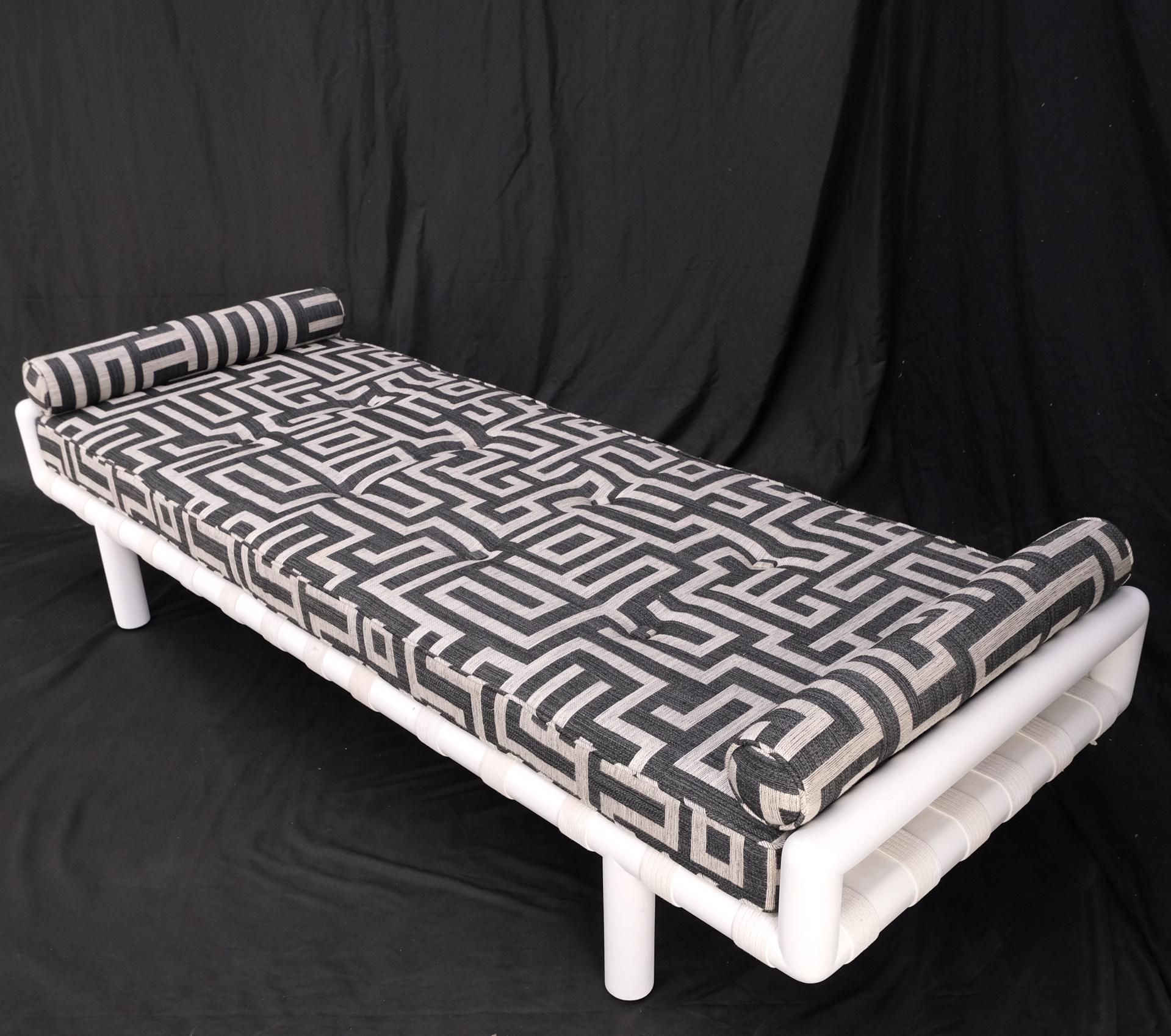 EstablishedLines T.H. Robsjohn-Gibbings White Lacquered Walnut Daybed New Abstract Upholstery