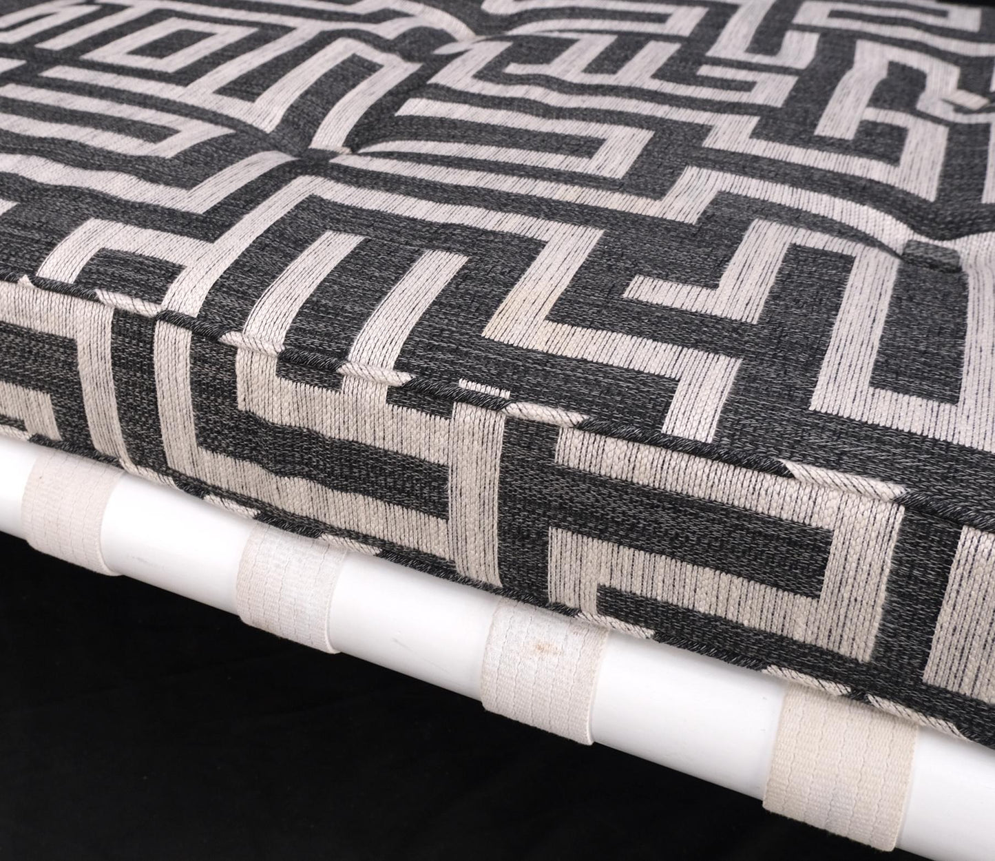 EstablishedLines T.H. Robsjohn-Gibbings White Lacquered Walnut Daybed New Abstract Upholstery