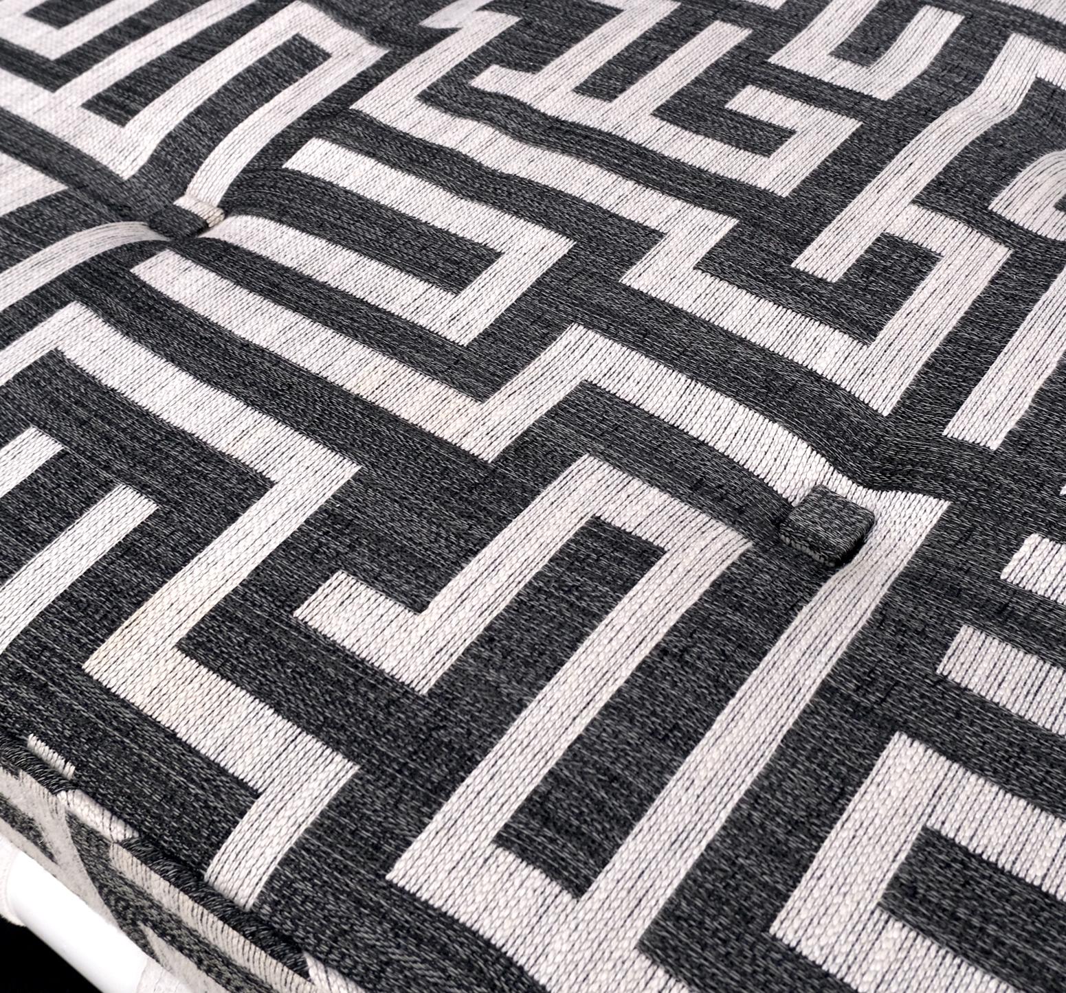 EstablishedLines T.H. Robsjohn-Gibbings White Lacquered Walnut Daybed New Abstract Upholstery