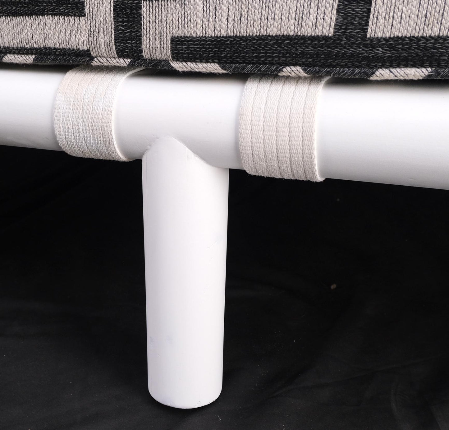 EstablishedLines T.H. Robsjohn-Gibbings White Lacquered Walnut Daybed New Abstract Upholstery