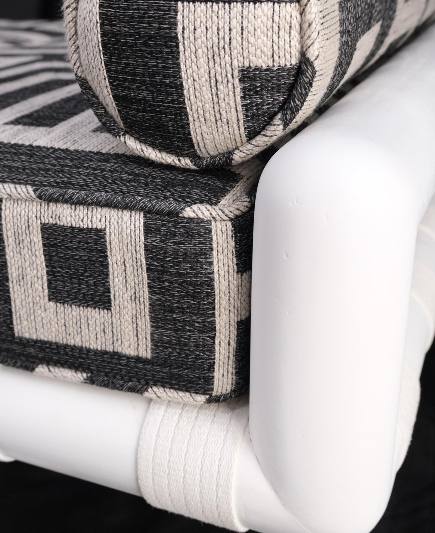 EstablishedLines T.H. Robsjohn-Gibbings White Lacquered Walnut Daybed New Abstract Upholstery