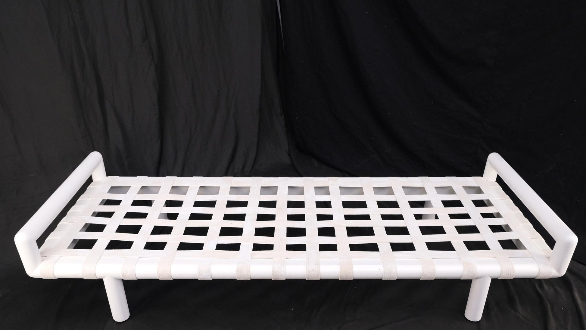 EstablishedLines T.H. Robsjohn-Gibbings White Lacquered Walnut Daybed New Abstract Upholstery