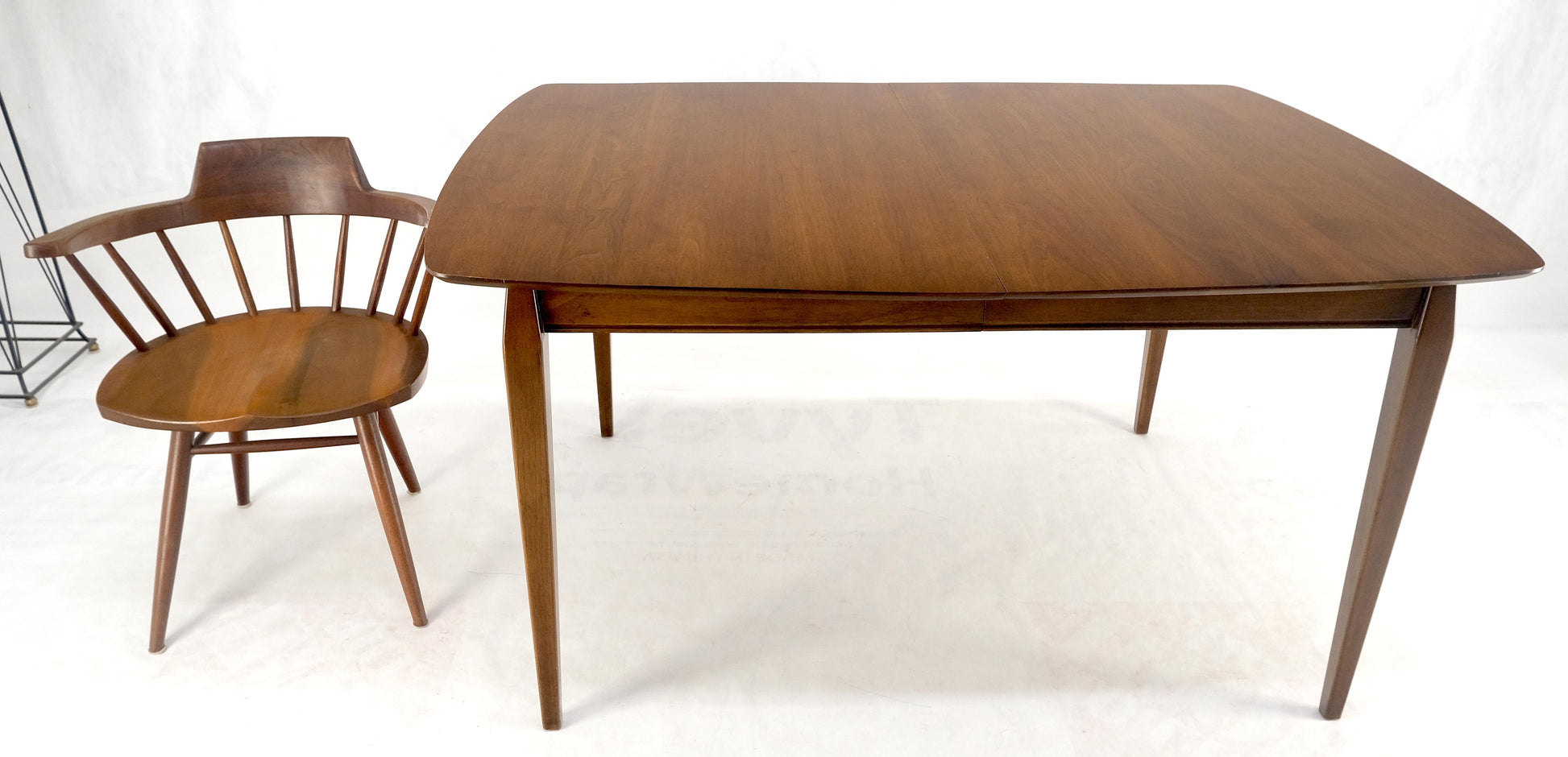 EstablishedLines Walnut Danish Mid Century Modern Tapered Leg 2 Boards 58" Long Dining Table MINT