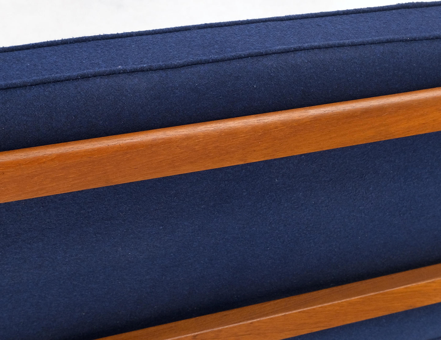 EstablishedLines Peter Hvidt Solid Teak Sofa New Blue Wool Upholstery Original Springs Mint!