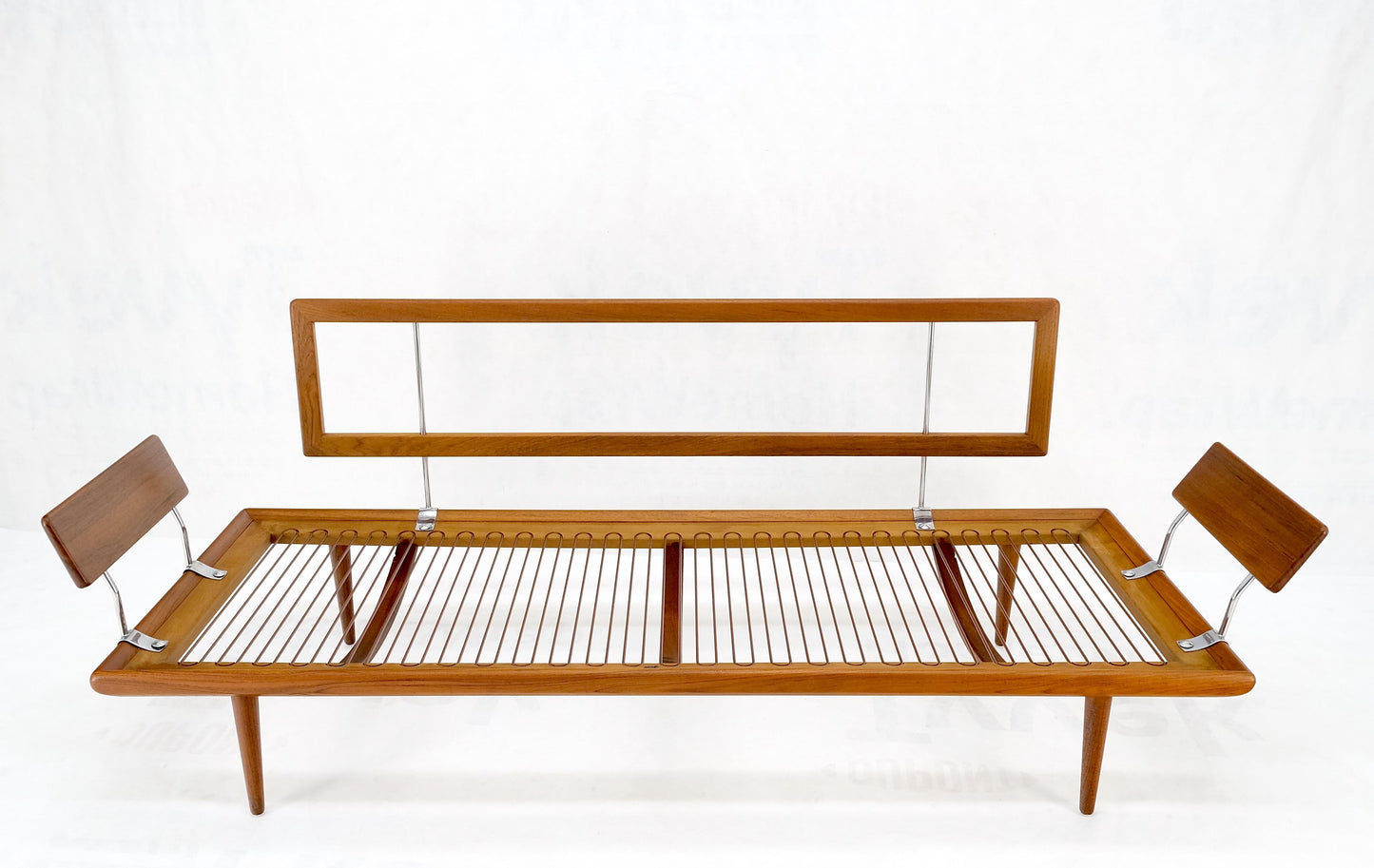 EstablishedLines Peter Hvidt Solid Teak Sofa New Blue Wool Upholstery Original Springs Mint!