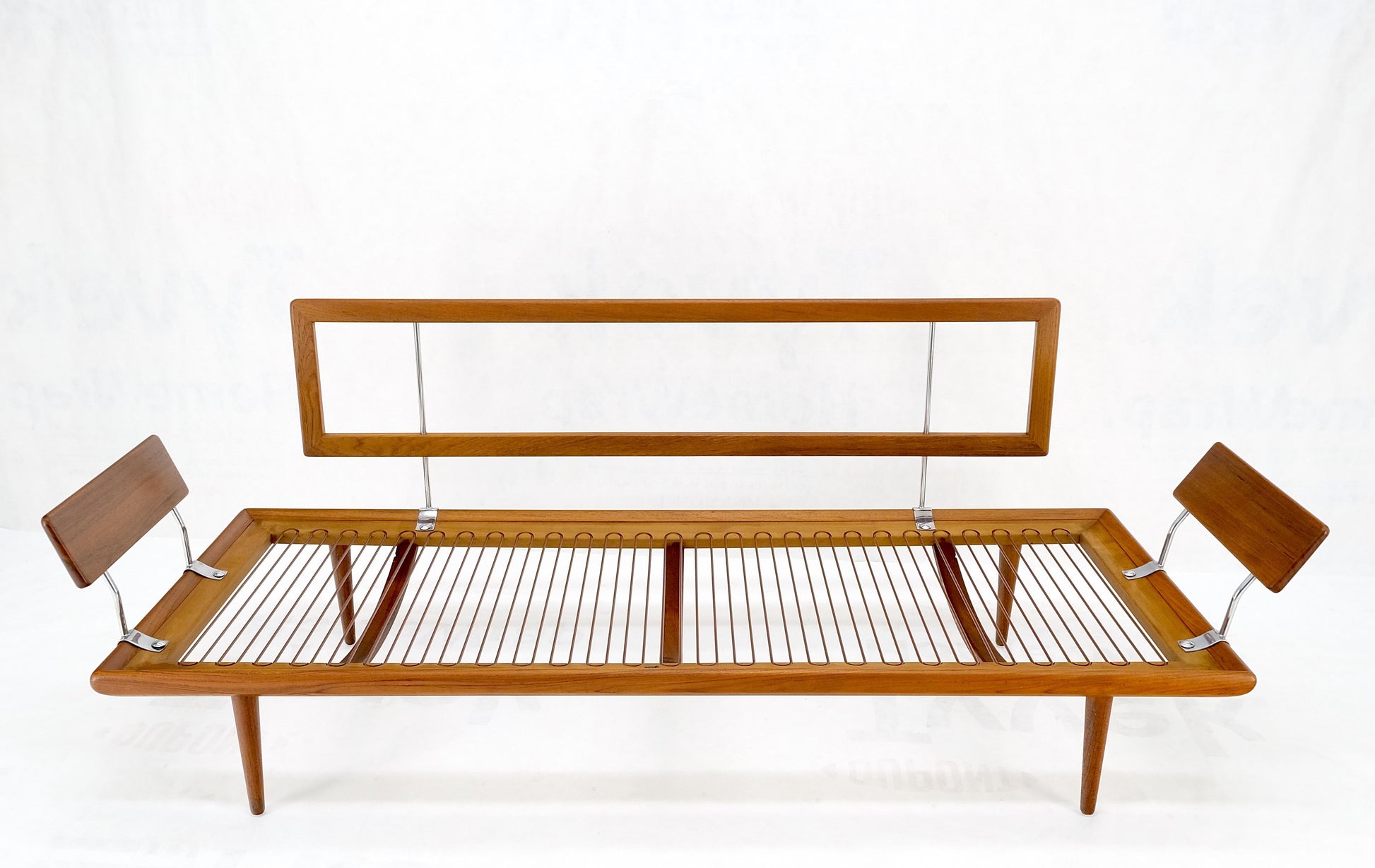 EstablishedLines Peter Hvidt Solid Teak Sofa New Blue Wool Upholstery Original Springs Mint!
