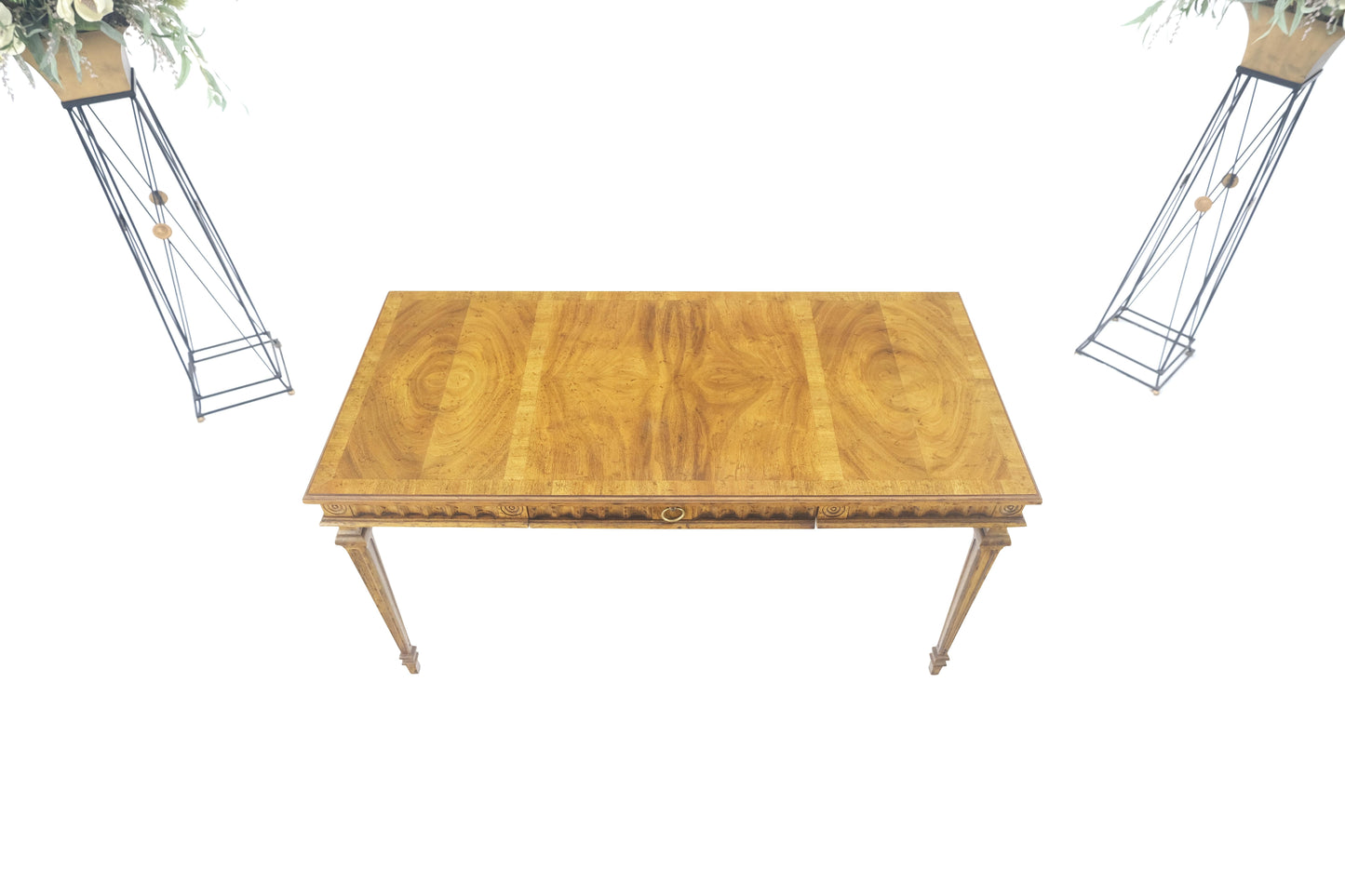 EstablishedLines Heritage Henredon Scalloped Edge Olive Burl Wood Top Desk One Drawer Table MINT!