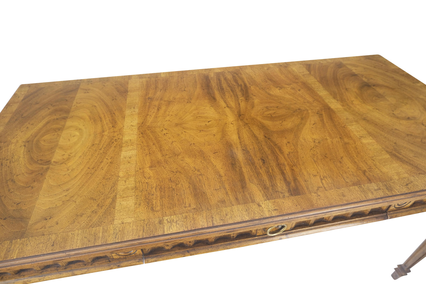 EstablishedLines Heritage Henredon Scalloped Edge Olive Burl Wood Top Desk One Drawer Table MINT!