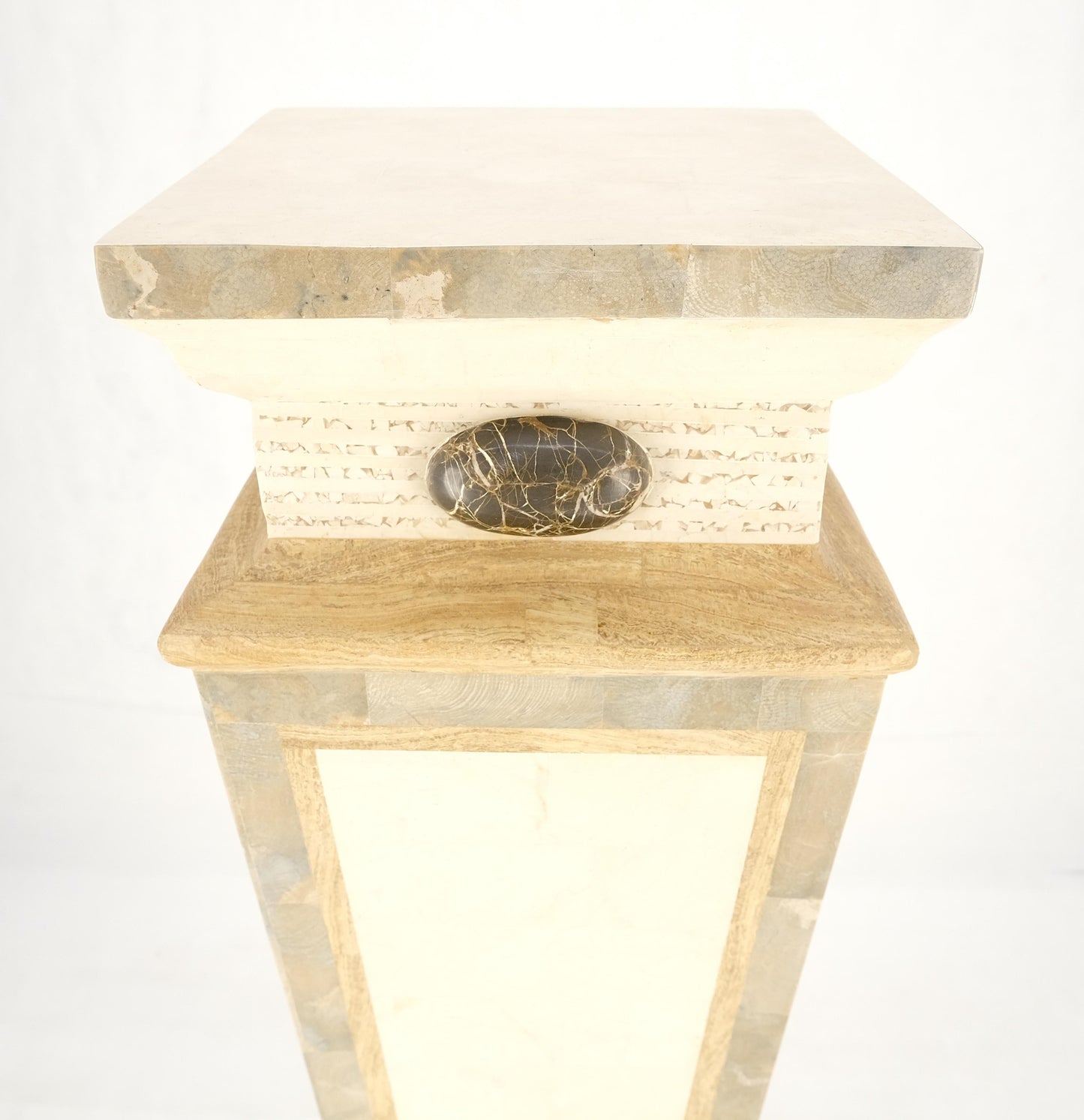 EstablishedLines Reversed Obelisk Shape Tapered Square Marble Veneer Tiles Pedestal MINT!