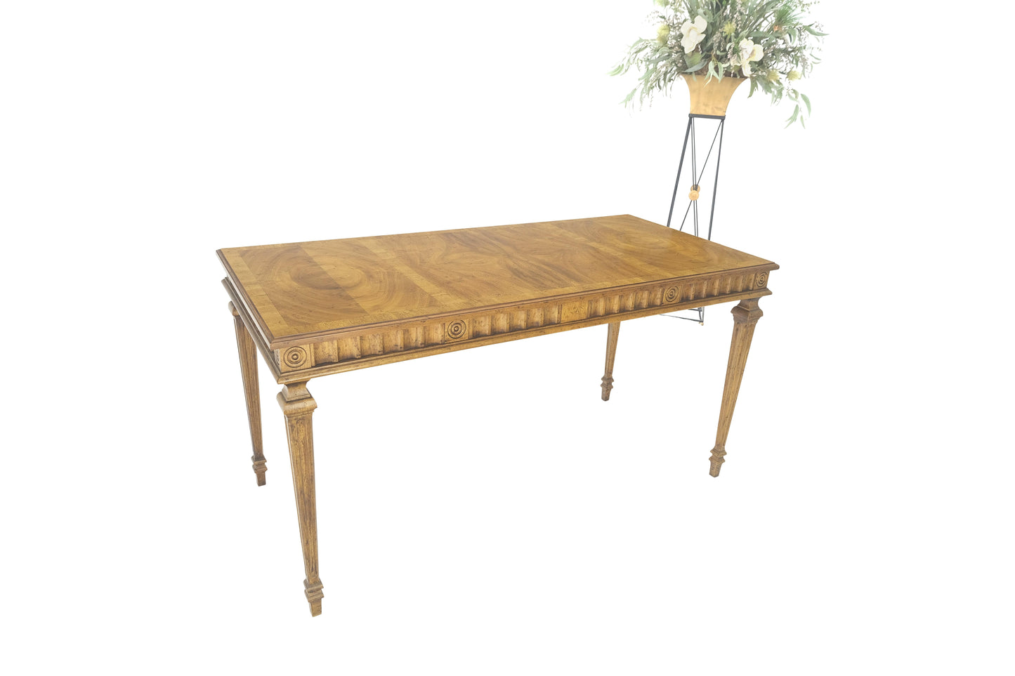 EstablishedLines Heritage Henredon Scalloped Edge Olive Burl Wood Top Desk One Drawer Table MINT!