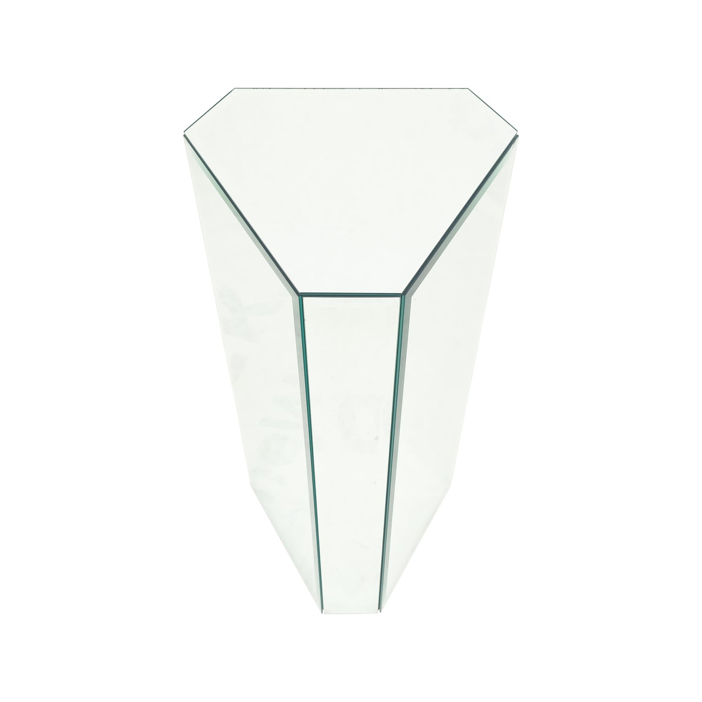 EstablishedLines Mid Century Modern Triangle Cut Corners Glass Beveled Mirror Pedestal Stand MINT