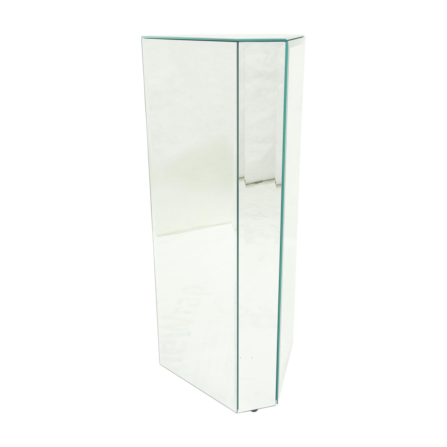 EstablishedLines Mid Century Modern Triangle Cut Corners Glass Beveled Mirror Pedestal Stand MINT