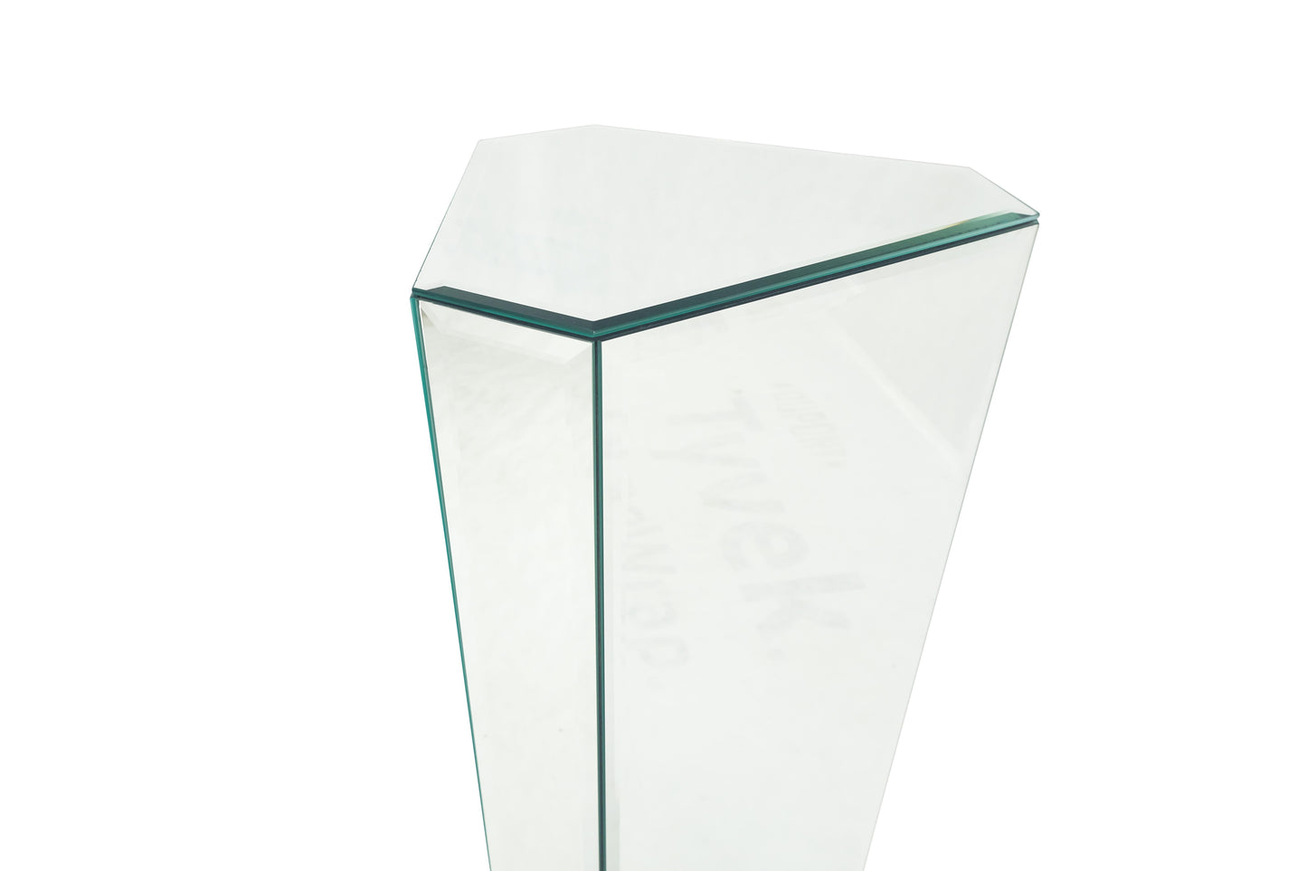 EstablishedLines Mid Century Modern Triangle Cut Corners Glass Beveled Mirror Pedestal Stand MINT