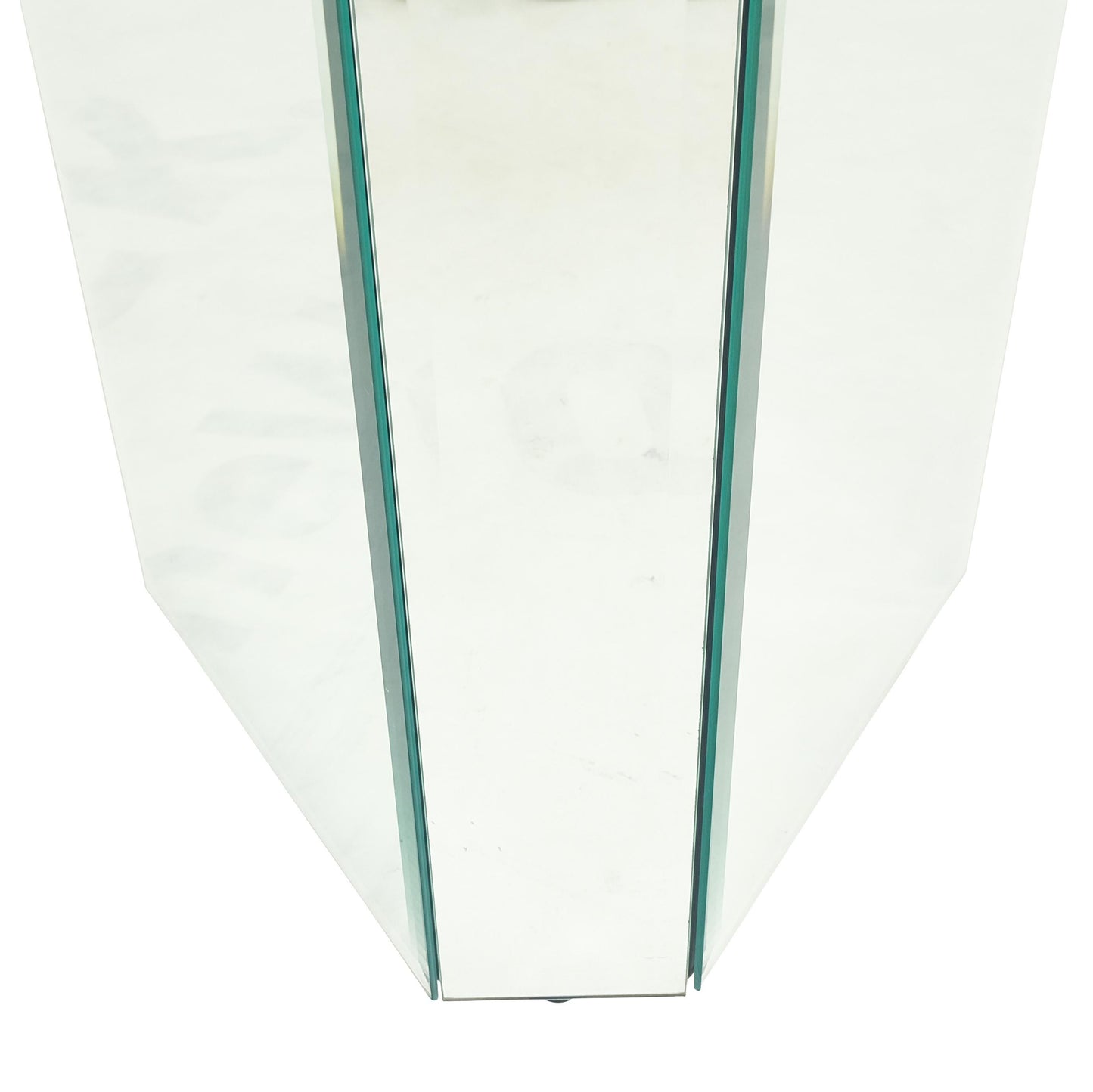 EstablishedLines Mid Century Modern Triangle Cut Corners Glass Beveled Mirror Pedestal Stand MINT