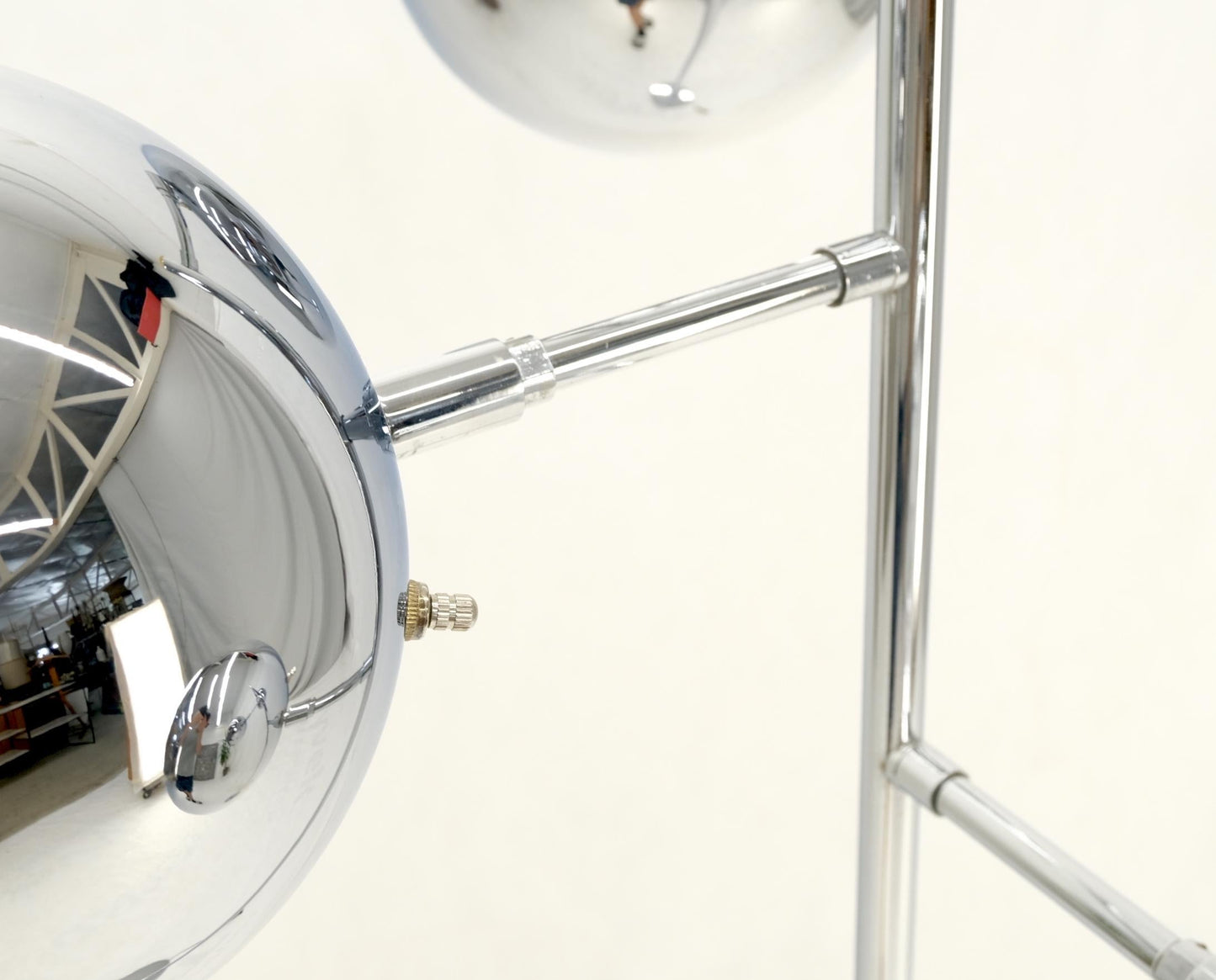 EstablishedLines Koch Lowy Three Globe Shades Chrome Floor Lamp Adjustable Light Fixture Mint