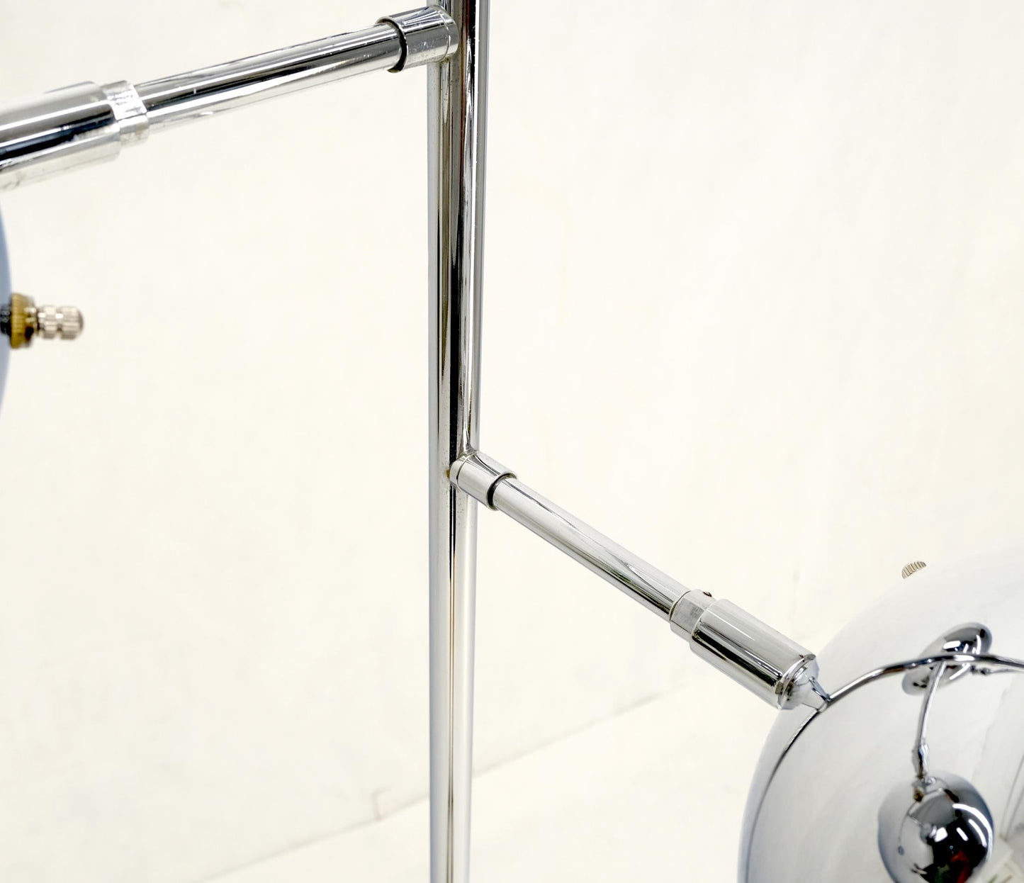 EstablishedLines Koch Lowy Three Globe Shades Chrome Floor Lamp Adjustable Light Fixture Mint