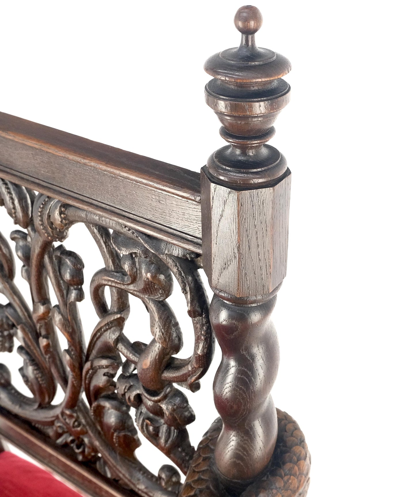 EstablishedLines Very Fine Carved Snakes Arms Twisted Legs Finials Antique Gothic Arm Chair MINT