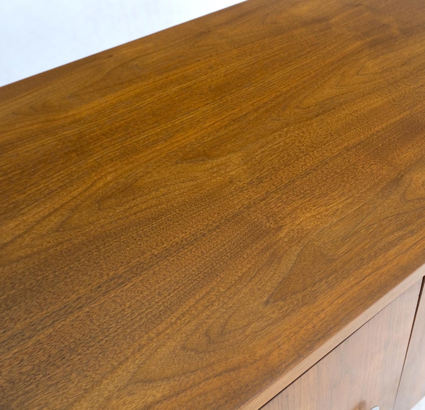 EstablishedLines Mid-Century Modern Walnut Two Doors Floating Base Small Petit Credenza Mint