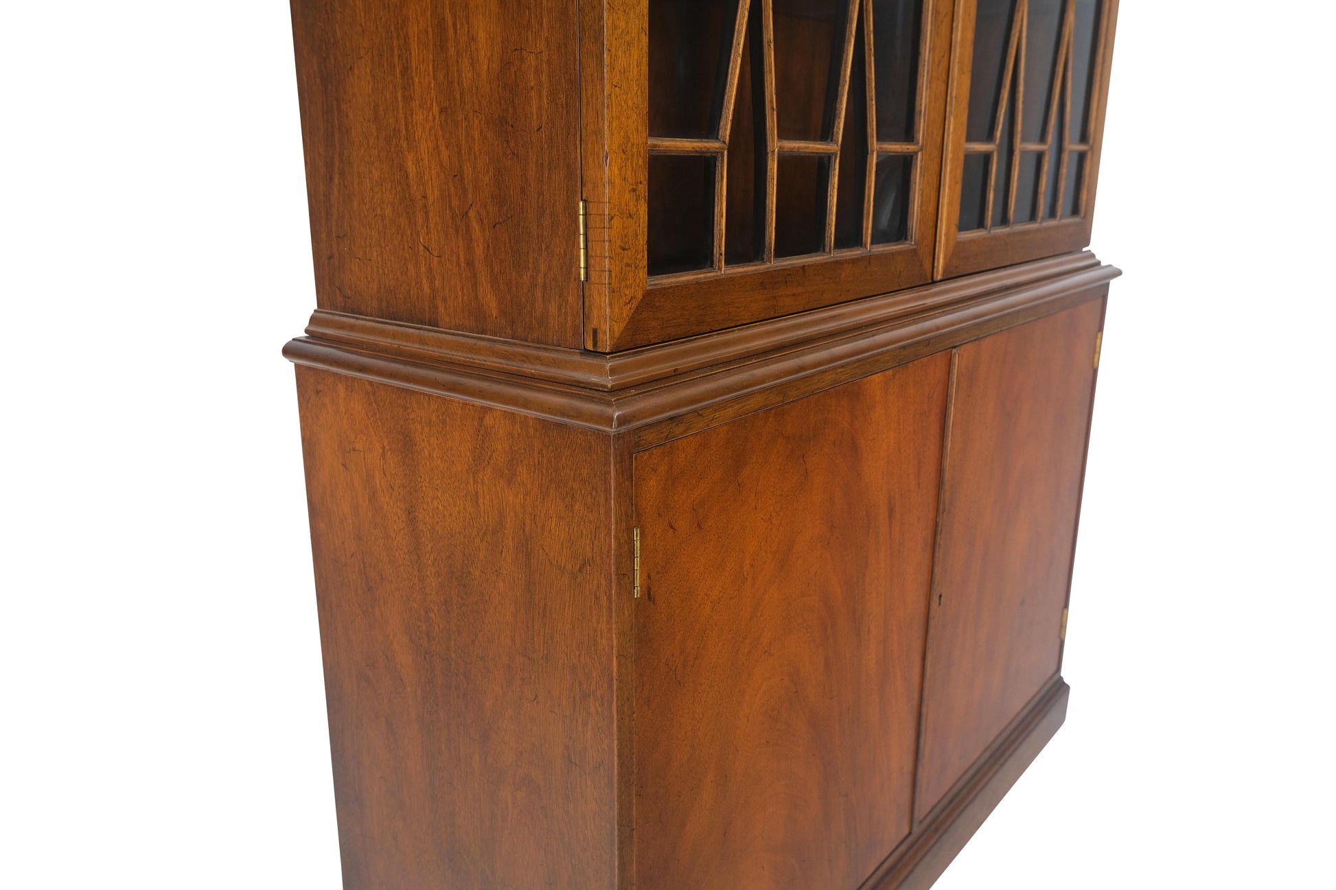 EstablishedLines Mahogany Individual Pain Glass Double Door Bookcase Bottom Credenza Cabinet MINT