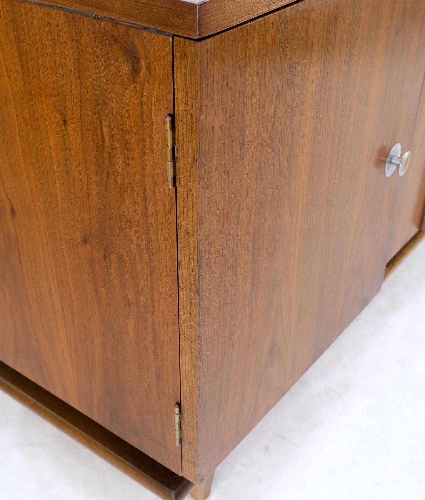 EstablishedLines Mid-Century Modern Walnut Two Doors Floating Base Small Petit Credenza Mint