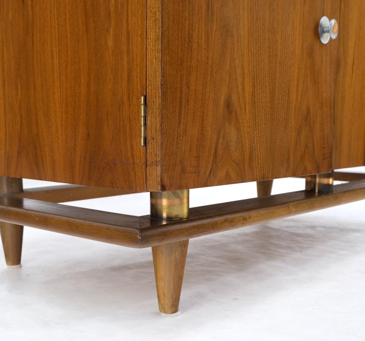 EstablishedLines Mid-Century Modern Walnut Two Doors Floating Base Small Petit Credenza Mint