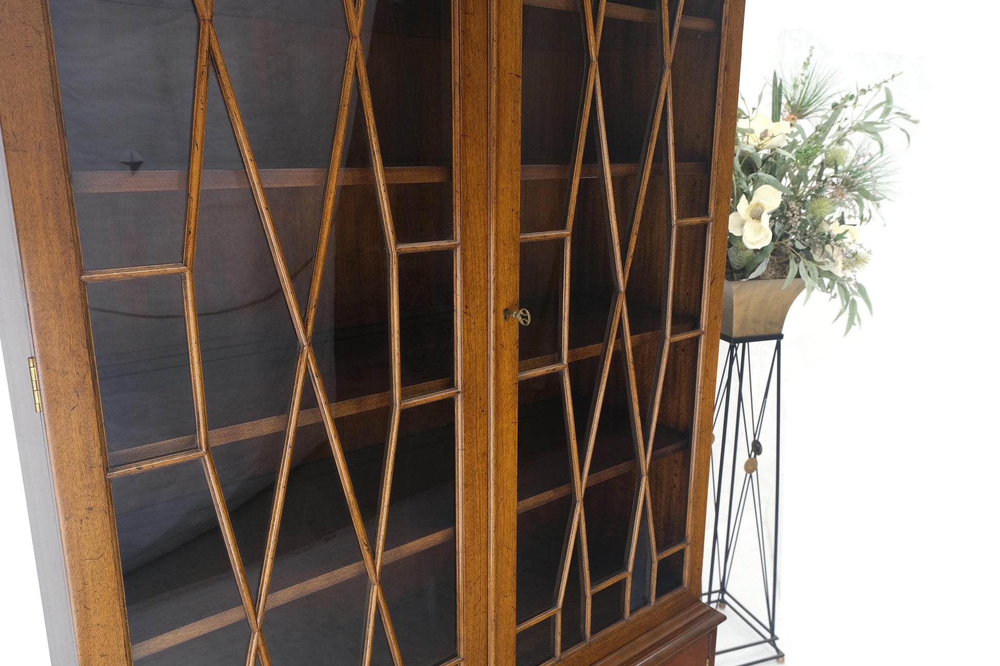 EstablishedLines Mahogany Individual Pain Glass Double Door Bookcase Bottom Credenza Cabinet MINT