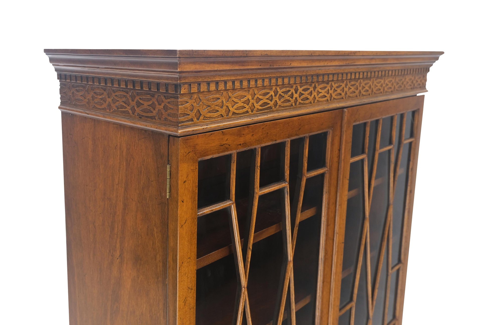 EstablishedLines Mahogany Individual Pain Glass Double Door Bookcase Bottom Credenza Cabinet MINT