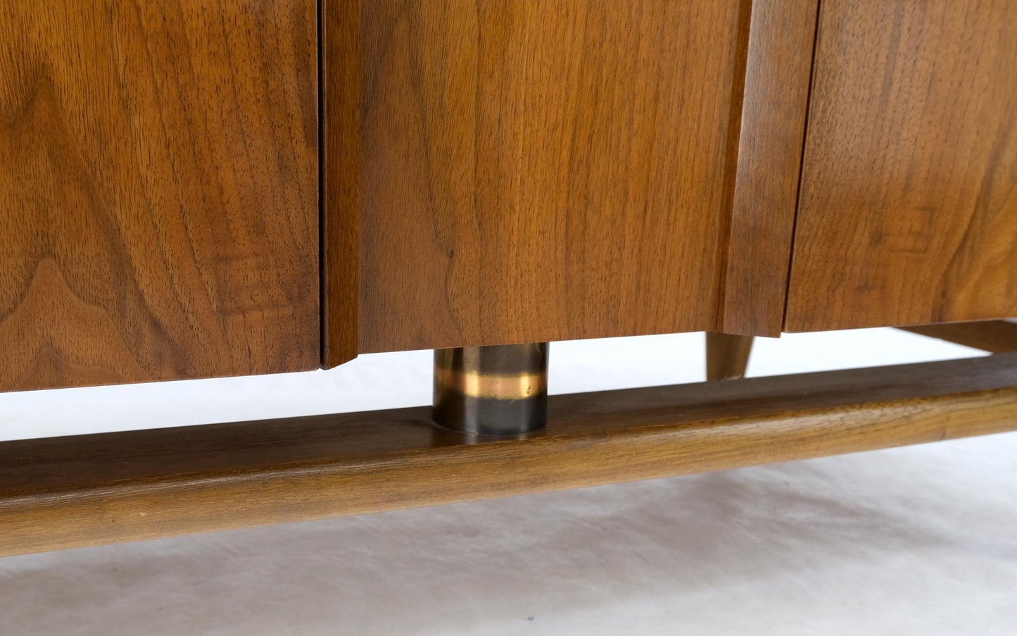 EstablishedLines Mid-Century Modern Walnut Two Doors Floating Base Small Petit Credenza Mint