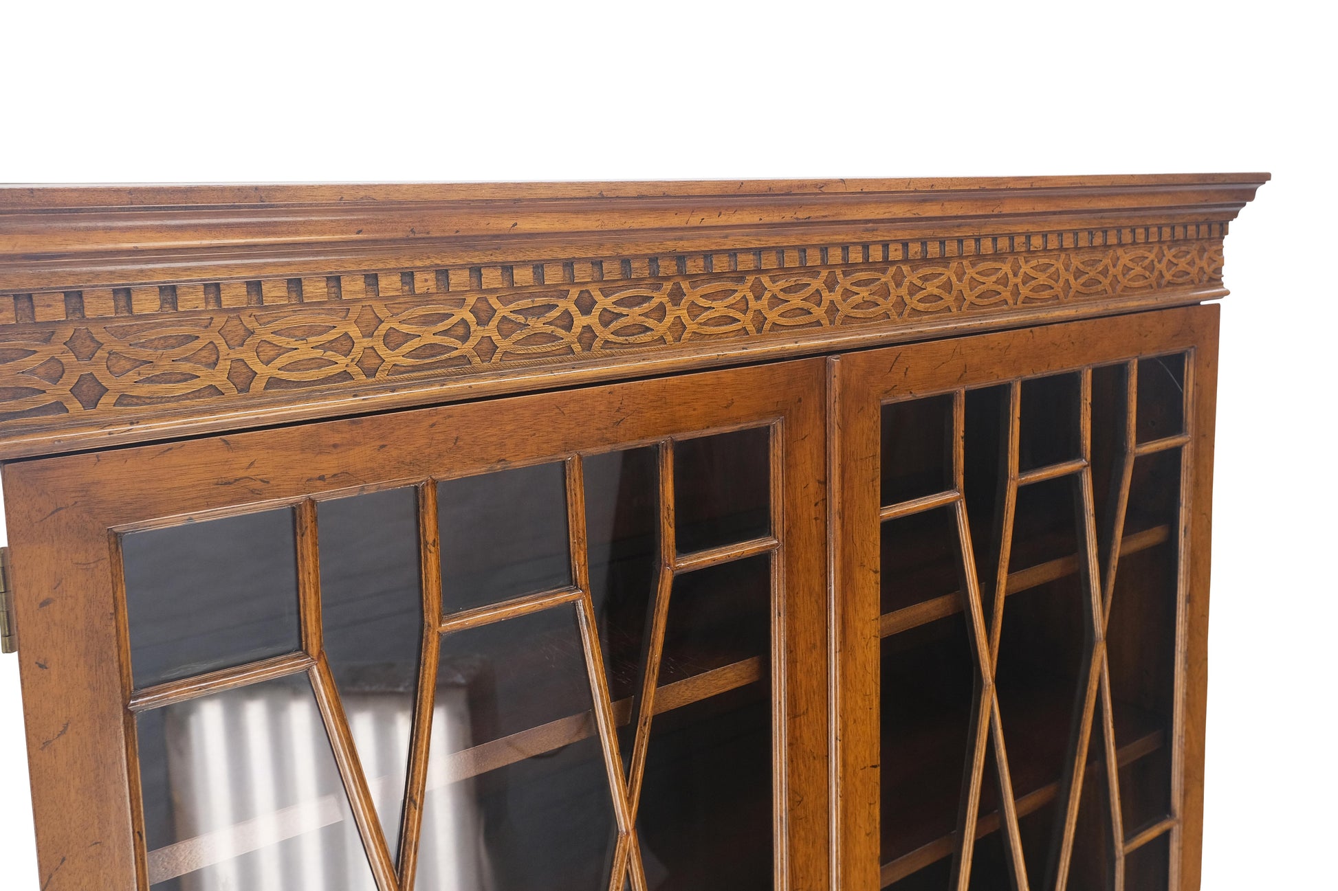 EstablishedLines Mahogany Individual Pain Glass Double Door Bookcase Bottom Credenza Cabinet MINT
