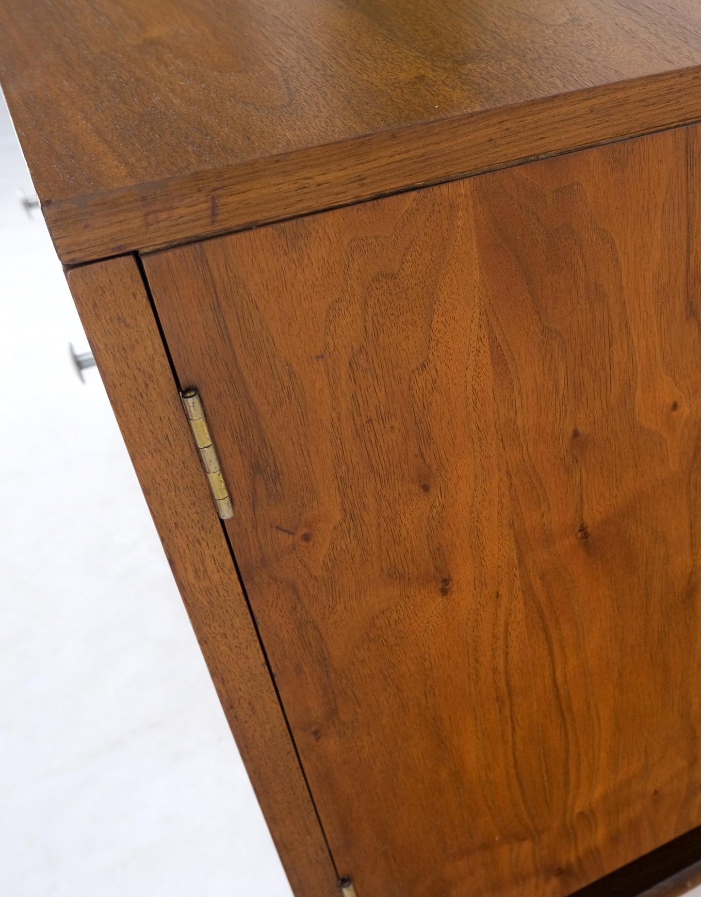 EstablishedLines Mid-Century Modern Walnut Two Doors Floating Base Small Petit Credenza Mint