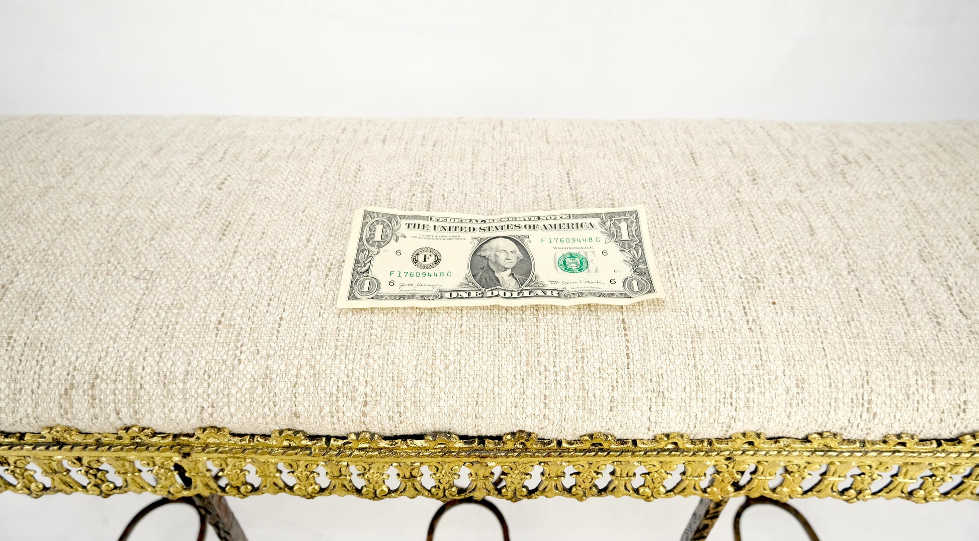 EstablishedLines Antique Solid Brass & Steel Fine Gothic Style Compact Decorative Window Bench