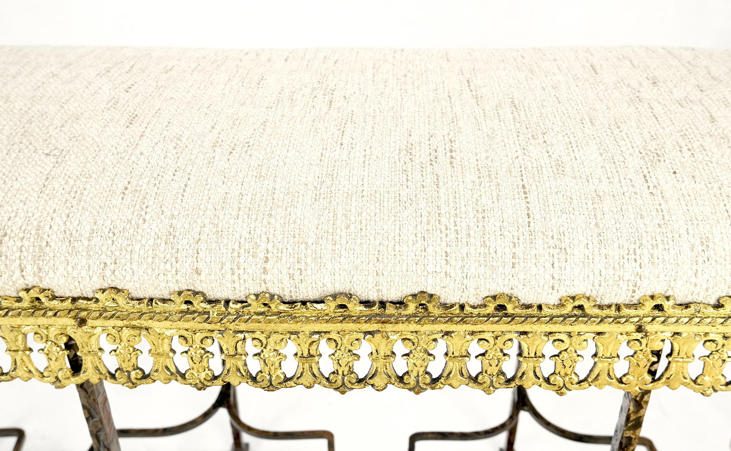 EstablishedLines Antique Solid Brass & Steel Fine Gothic Style Compact Decorative Window Bench