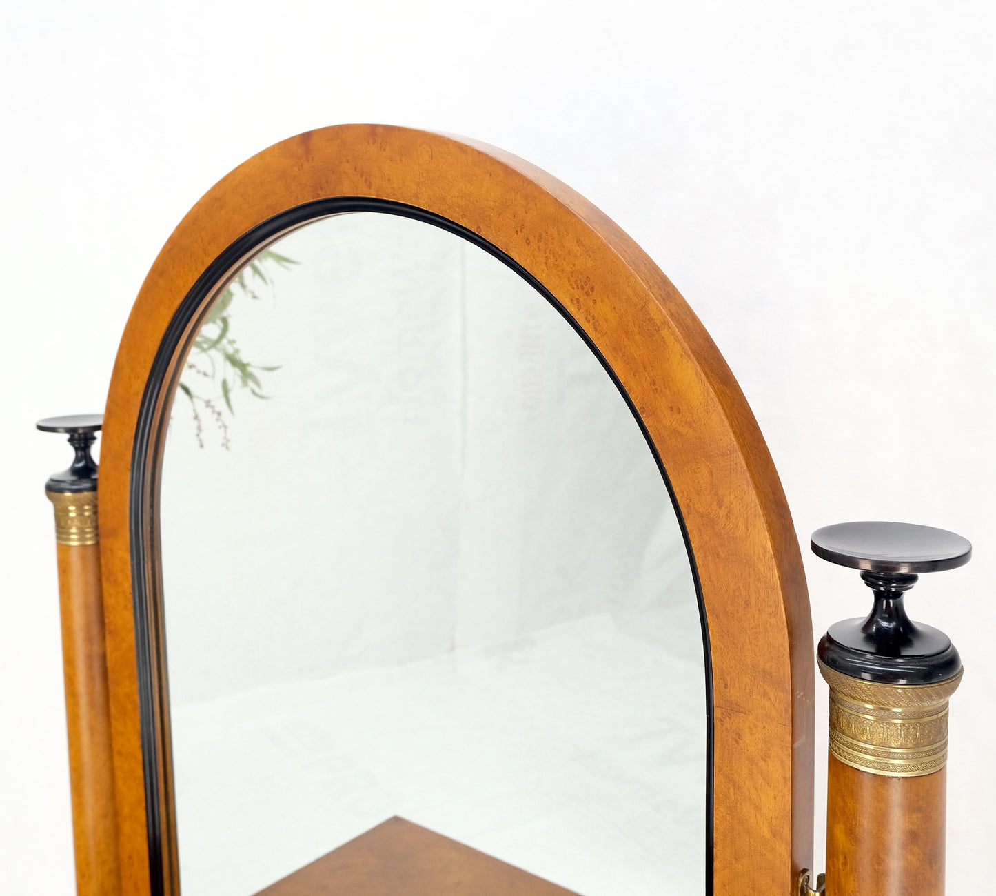 EstablishedLines Burl Wood Biedermeier Dressing Table Mirror Matching Chair Cane Seat Mint!