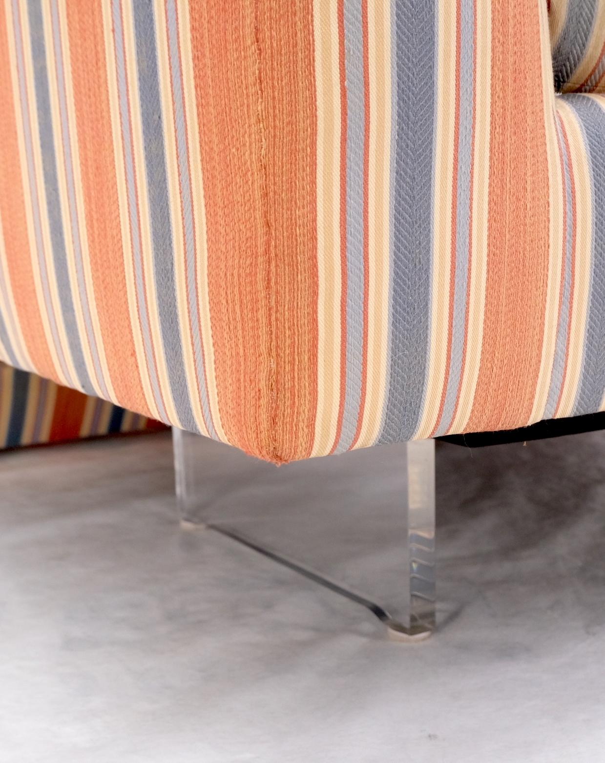 EstablishedLines Pair Mid Century Modern Lucite Base Floating Lounge Club Chairs