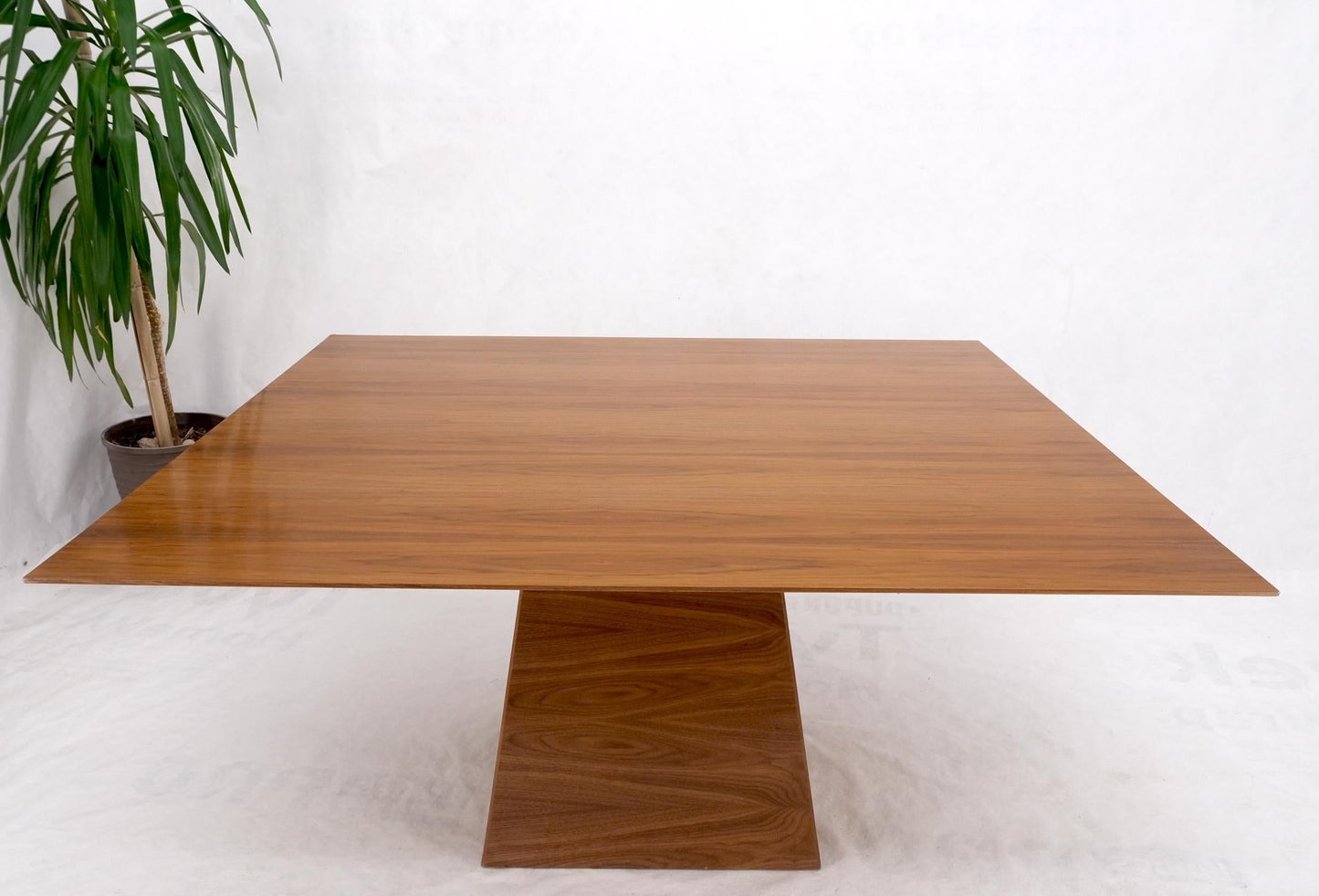 EstablishedLines Large Modern Studio Square Walnut Pyramid Shape Base Dining Conference Table