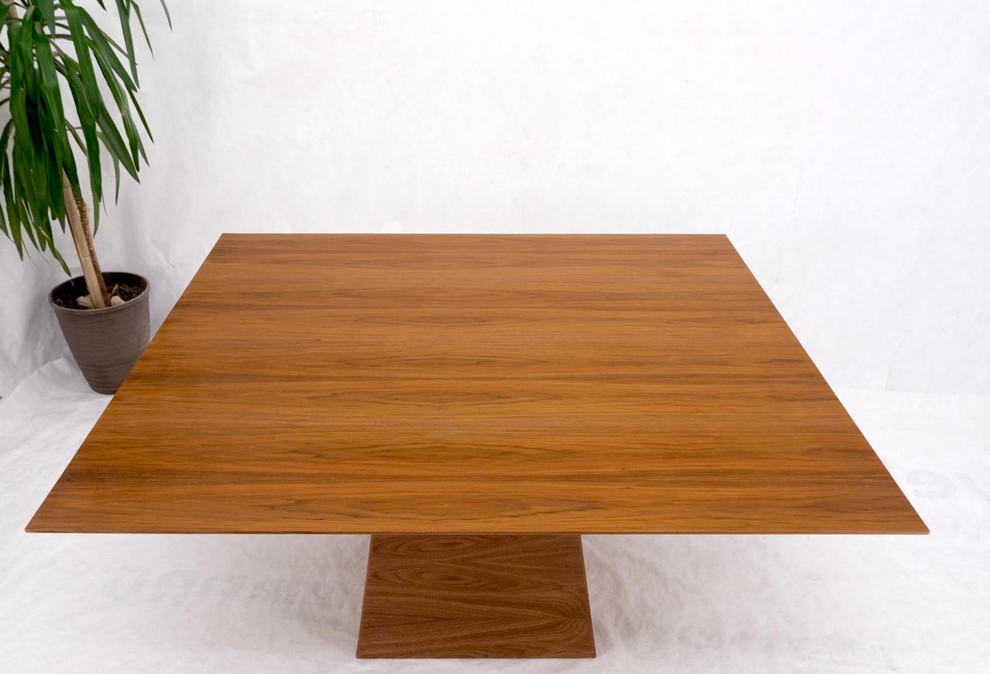 EstablishedLines Large Modern Studio Square Walnut Pyramid Shape Base Dining Conference Table
