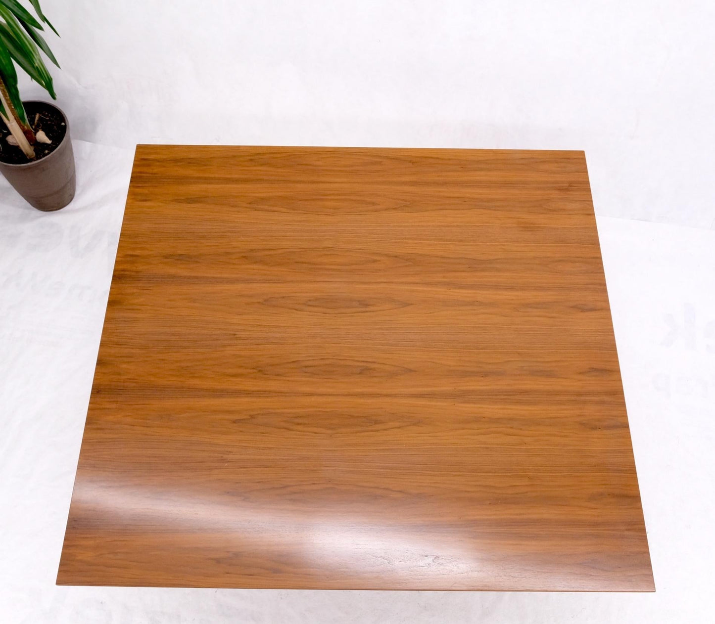 EstablishedLines Large Modern Studio Square Walnut Pyramid Shape Base Dining Conference Table