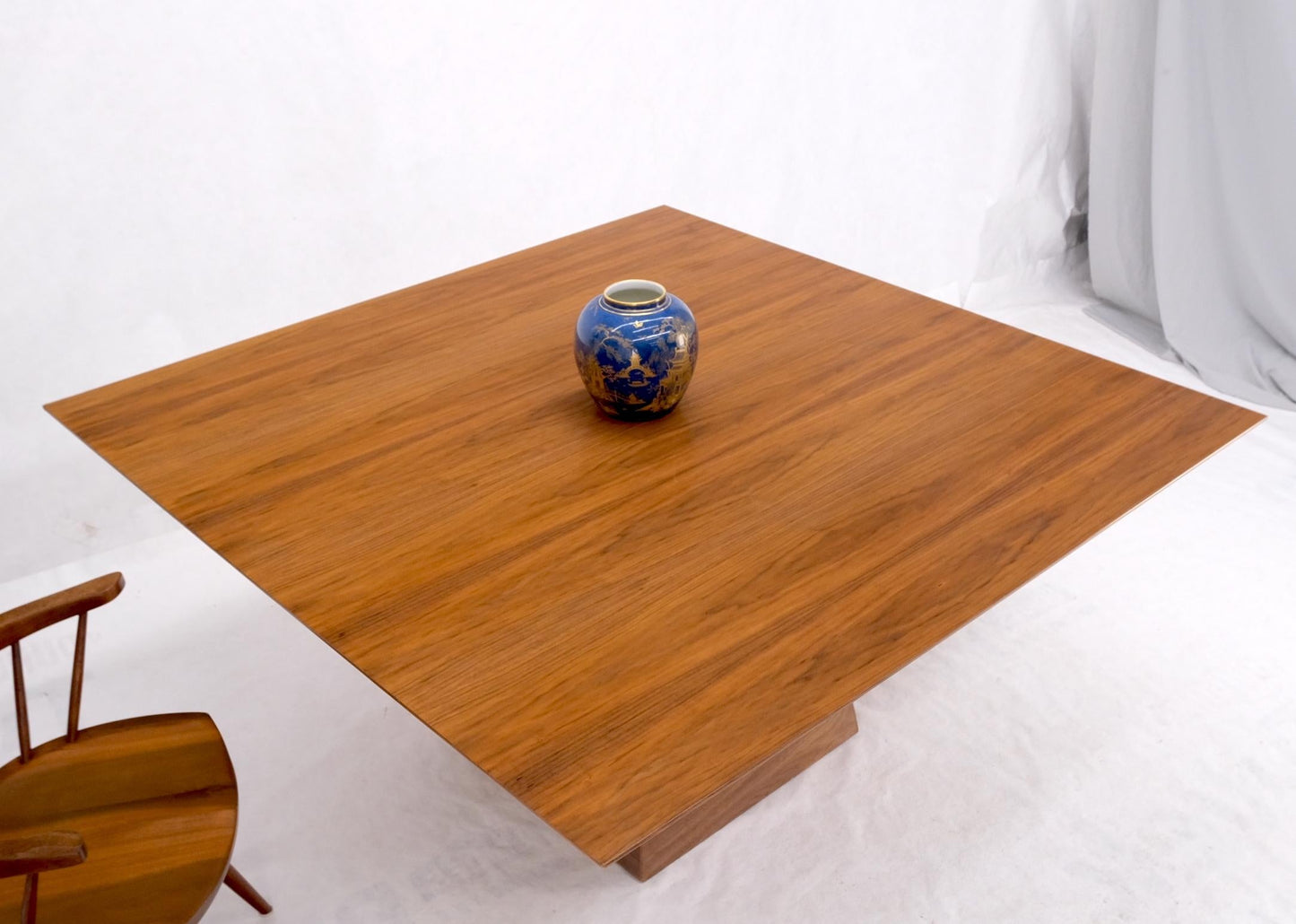 EstablishedLines Large Modern Studio Square Walnut Pyramid Shape Base Dining Conference Table