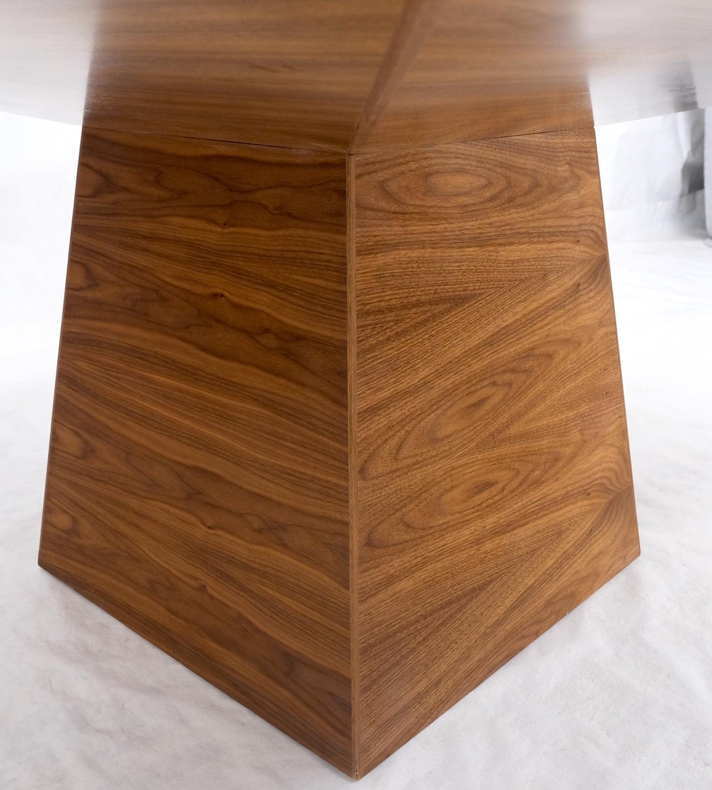 EstablishedLines Large Modern Studio Square Walnut Pyramid Shape Base Dining Conference Table
