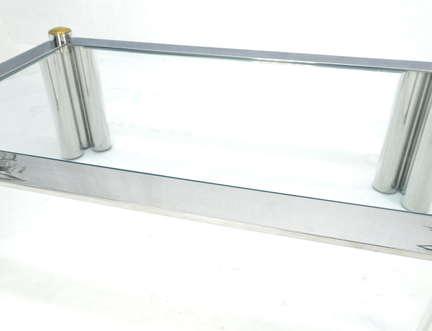 EstablishedLines Chrome Finish Stainless Steel Triple Cylinder Leg Frame Rectangle Coffee Table
