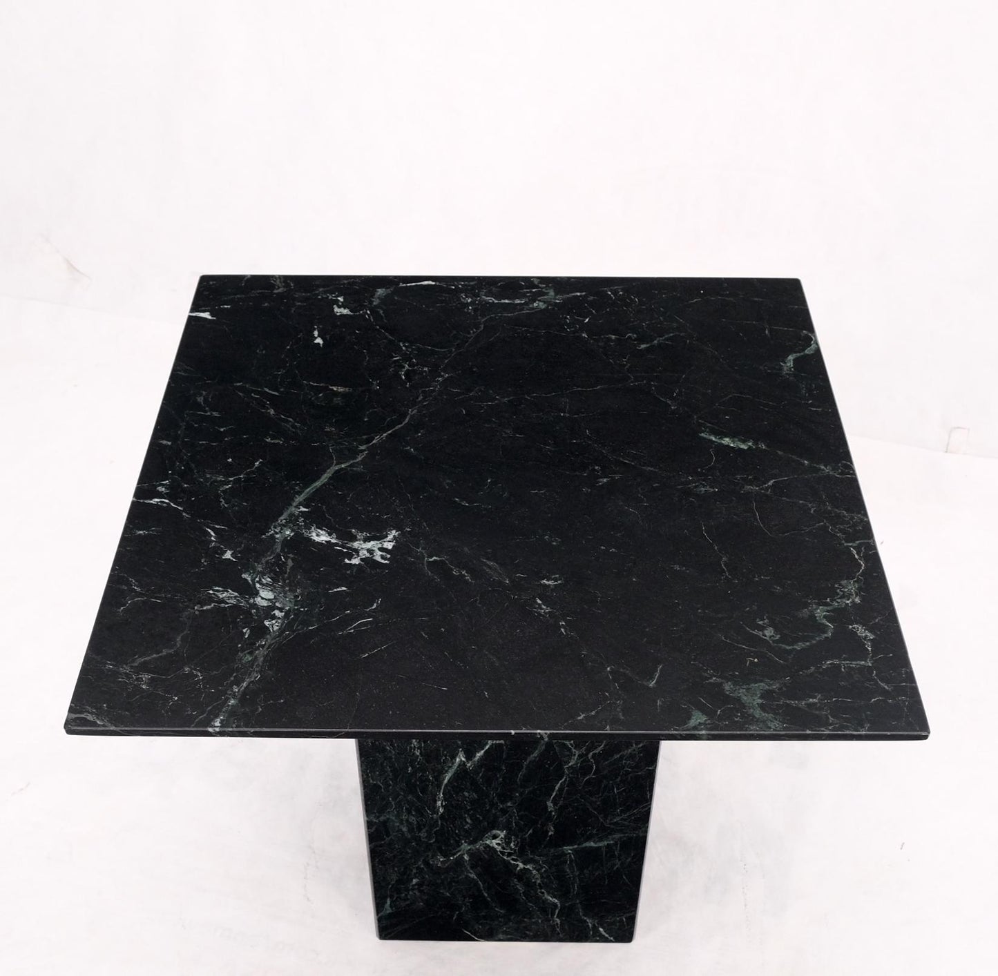 EstablishedLines Square Black Marble Single Pedestal Side End Table Night Stand Pedestal