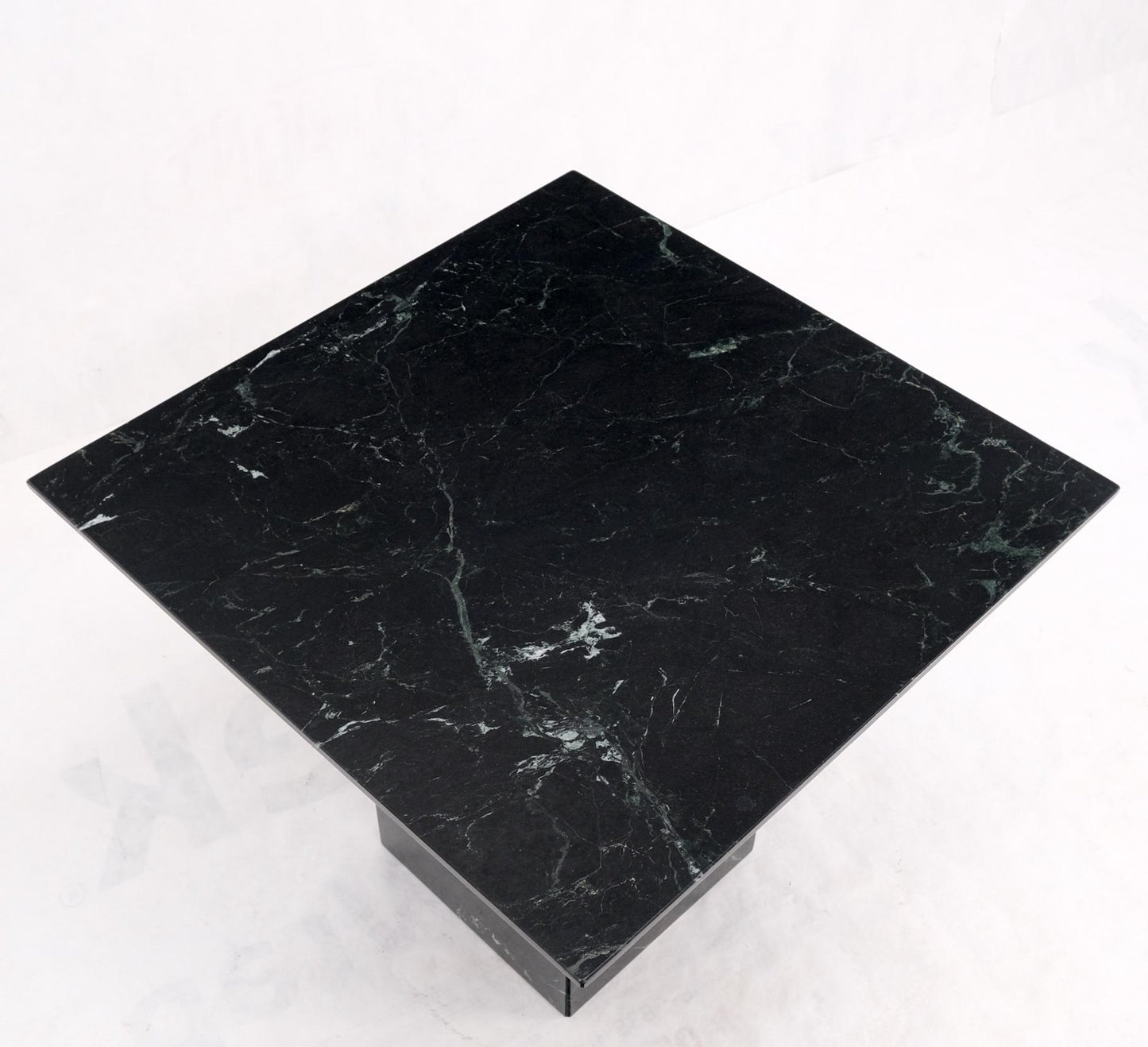EstablishedLines Square Black Marble Single Pedestal Side End Table Night Stand Pedestal