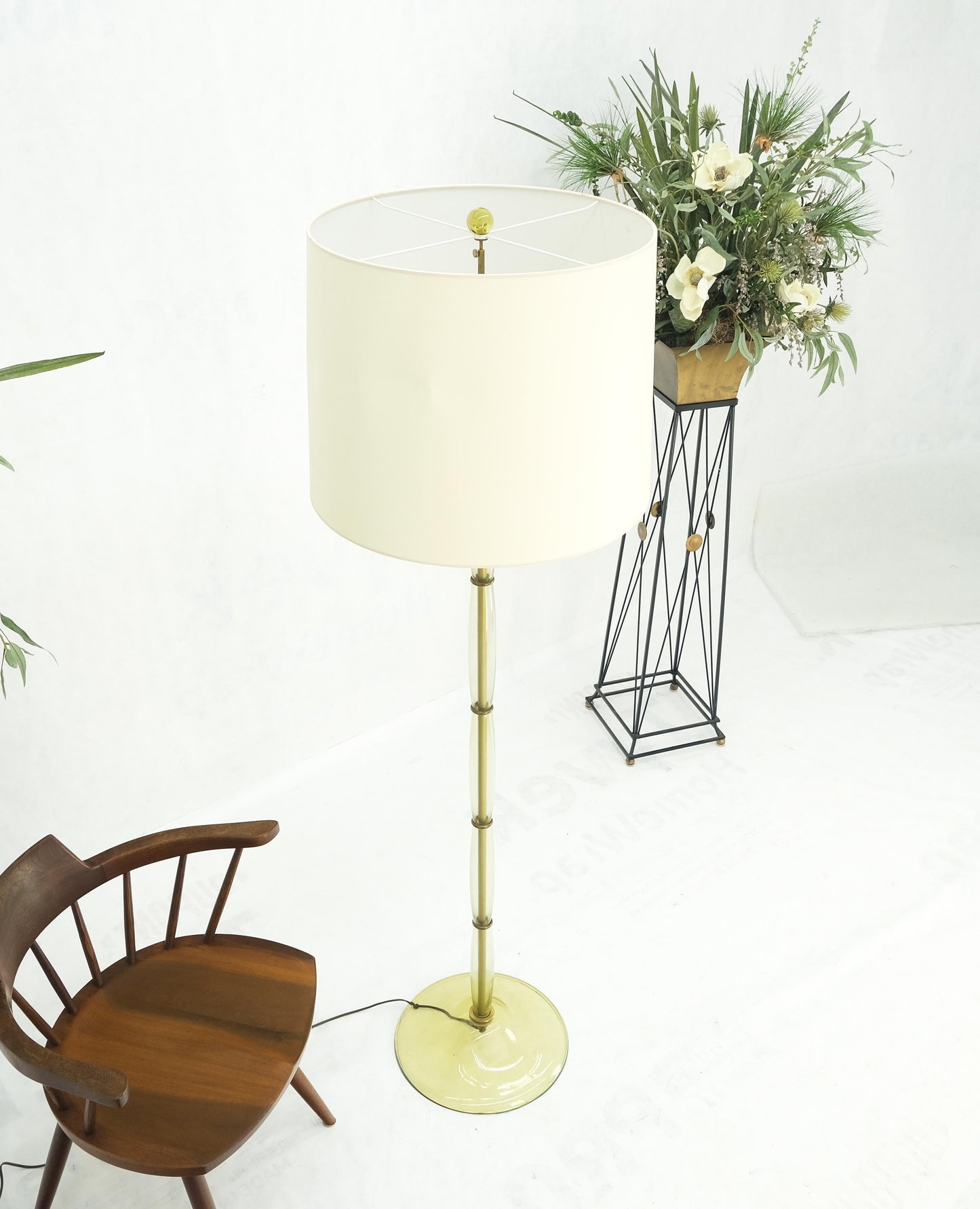 Blown Murano Glass & Brass c1950s Base Mid Century Modern Floor Lamp MINT